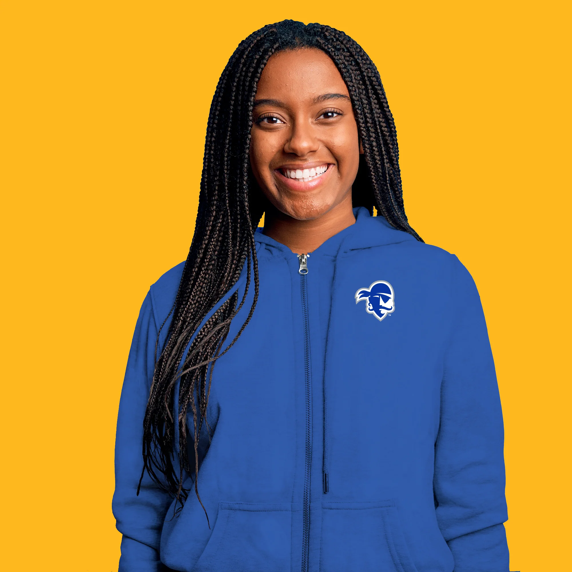 Seton Hall University Pirates Primary Logo Full Zip Hoodie - Royal - Image 4