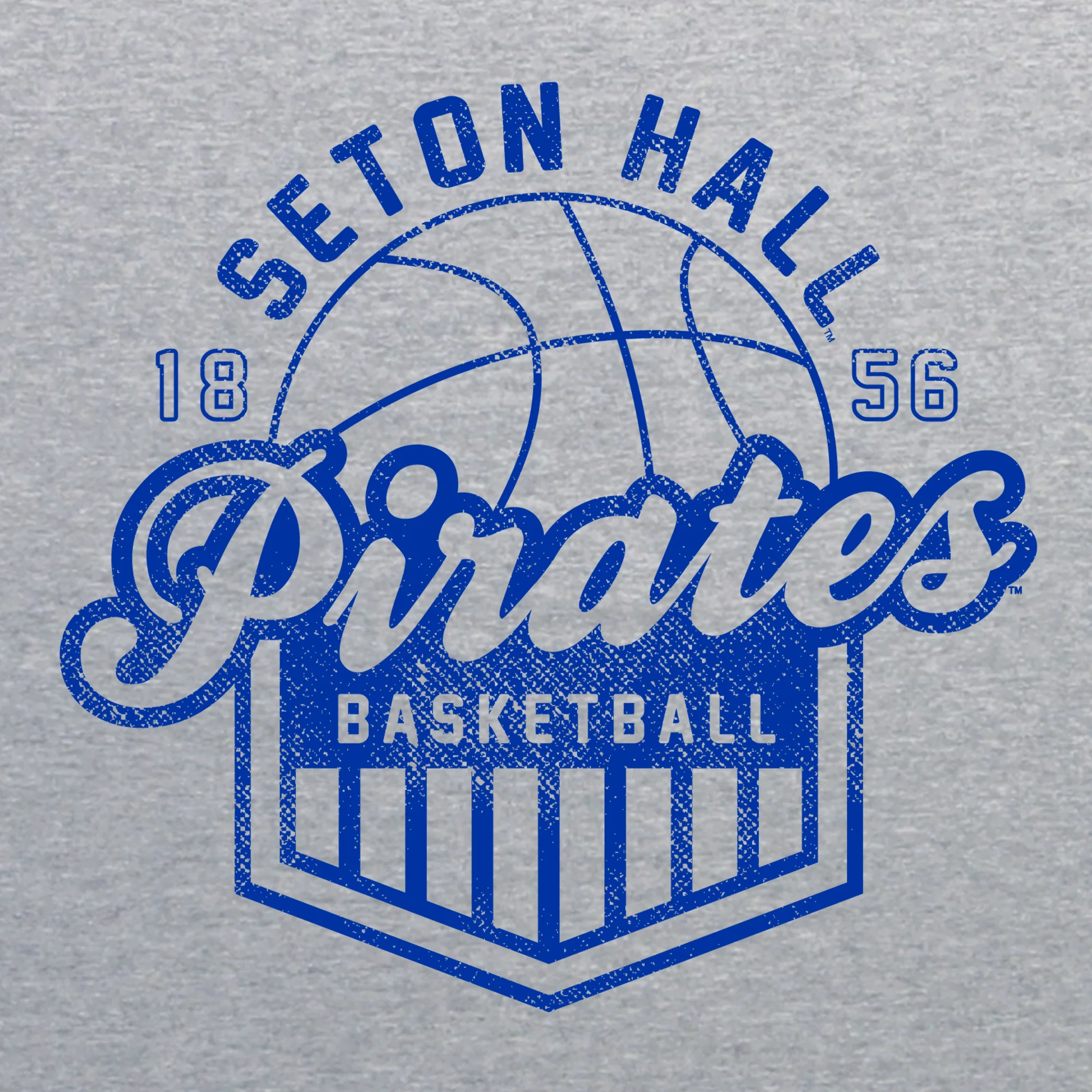 Seton Hall University Pirates Vintage Basketball Shield Short Sleeve T Shirt - Sport Grey - Image 2