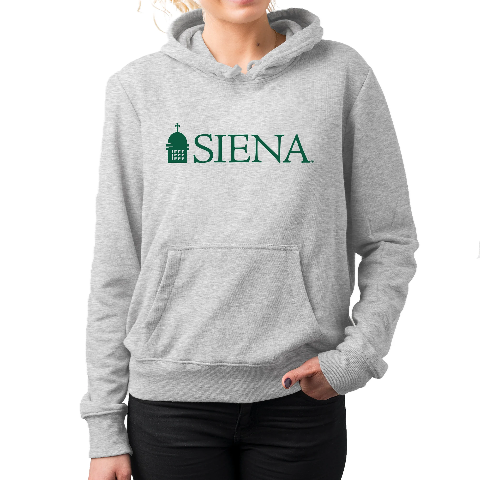 Siena University Institutional Logo Hoodie - Sport Grey - Image 4