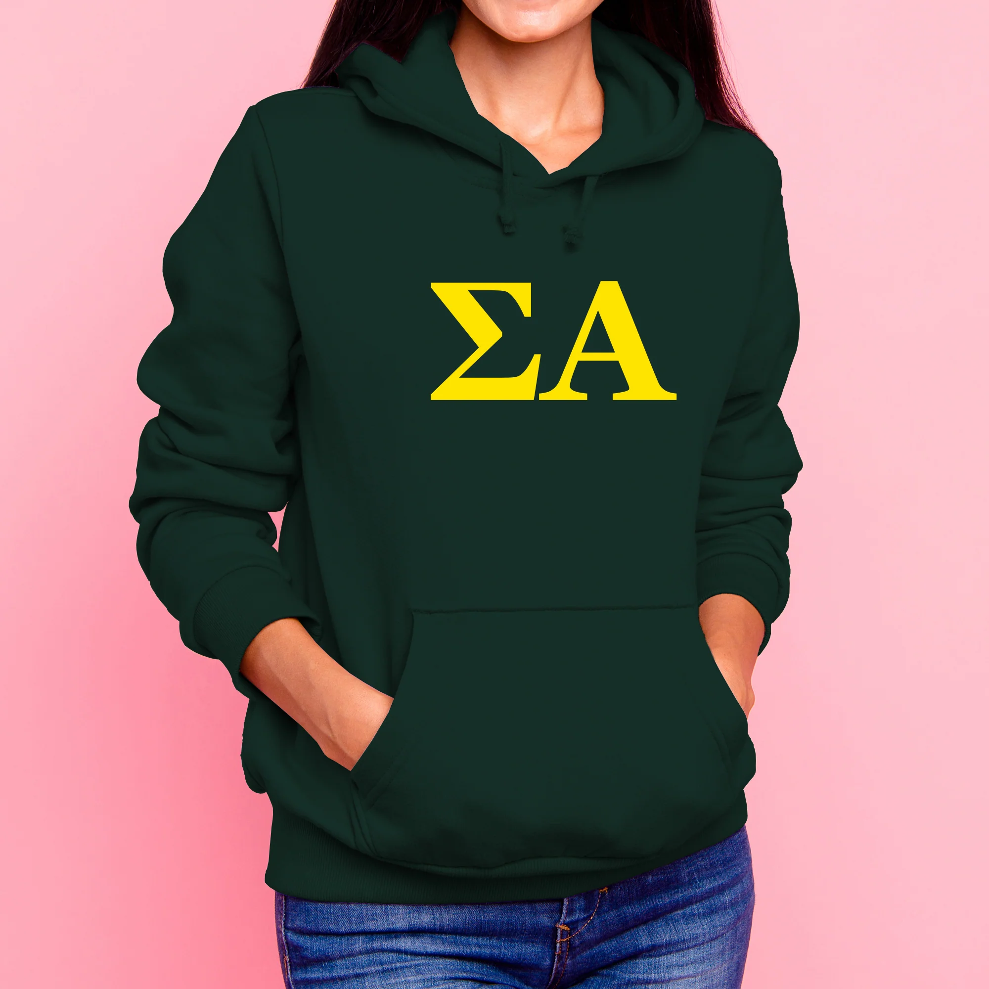 Sigma Alpha Greek Letter Block Hoodie - Forest - Image 3