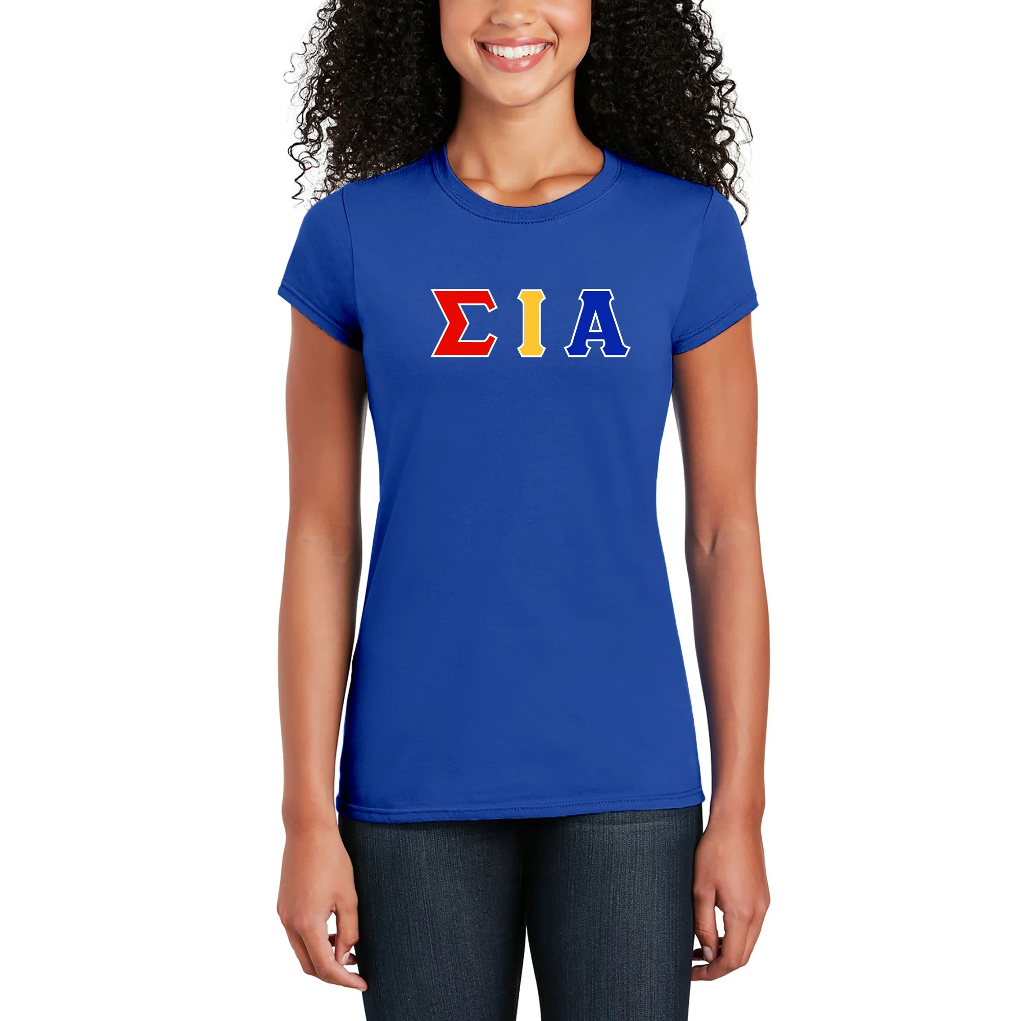 Sigma Iota Alpha Greek Letter Block Womens T-Shirt - Image 4