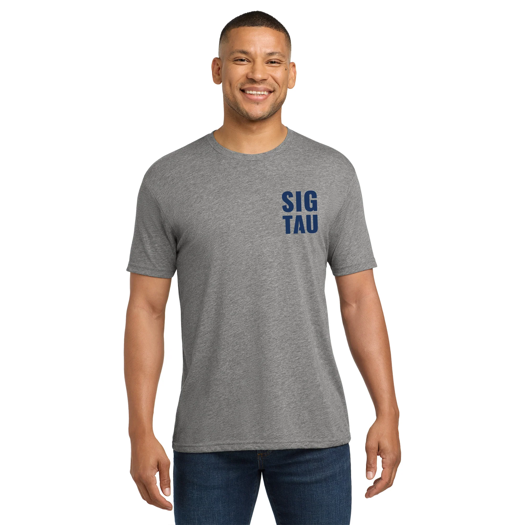 Sigma Tau Gamma LC & Back Print Triblend T-Shirt - Premium Heather - Image 4