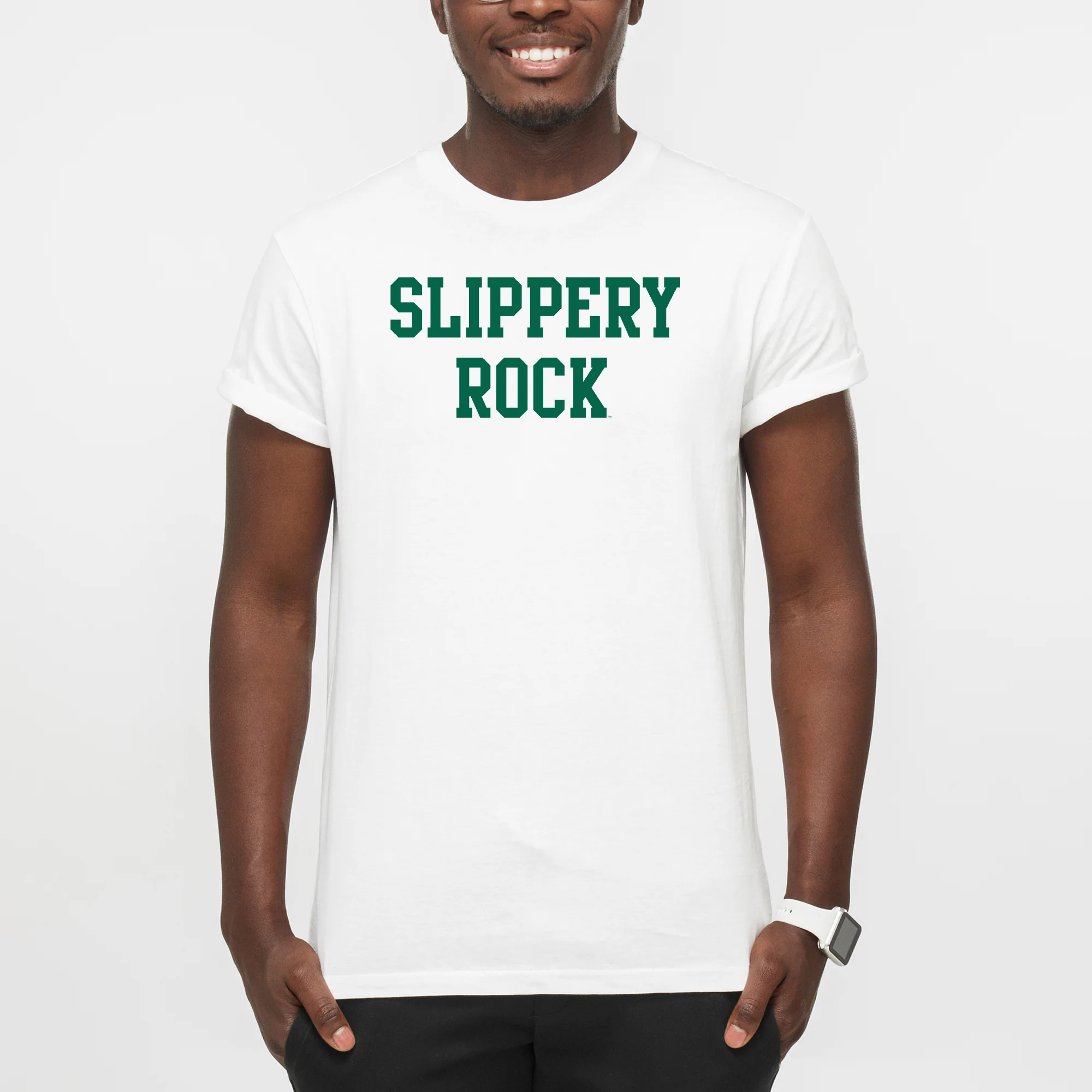 Slippery Rock University The Rock Basic Block Short Sleeve T Shirt - White - Image 3