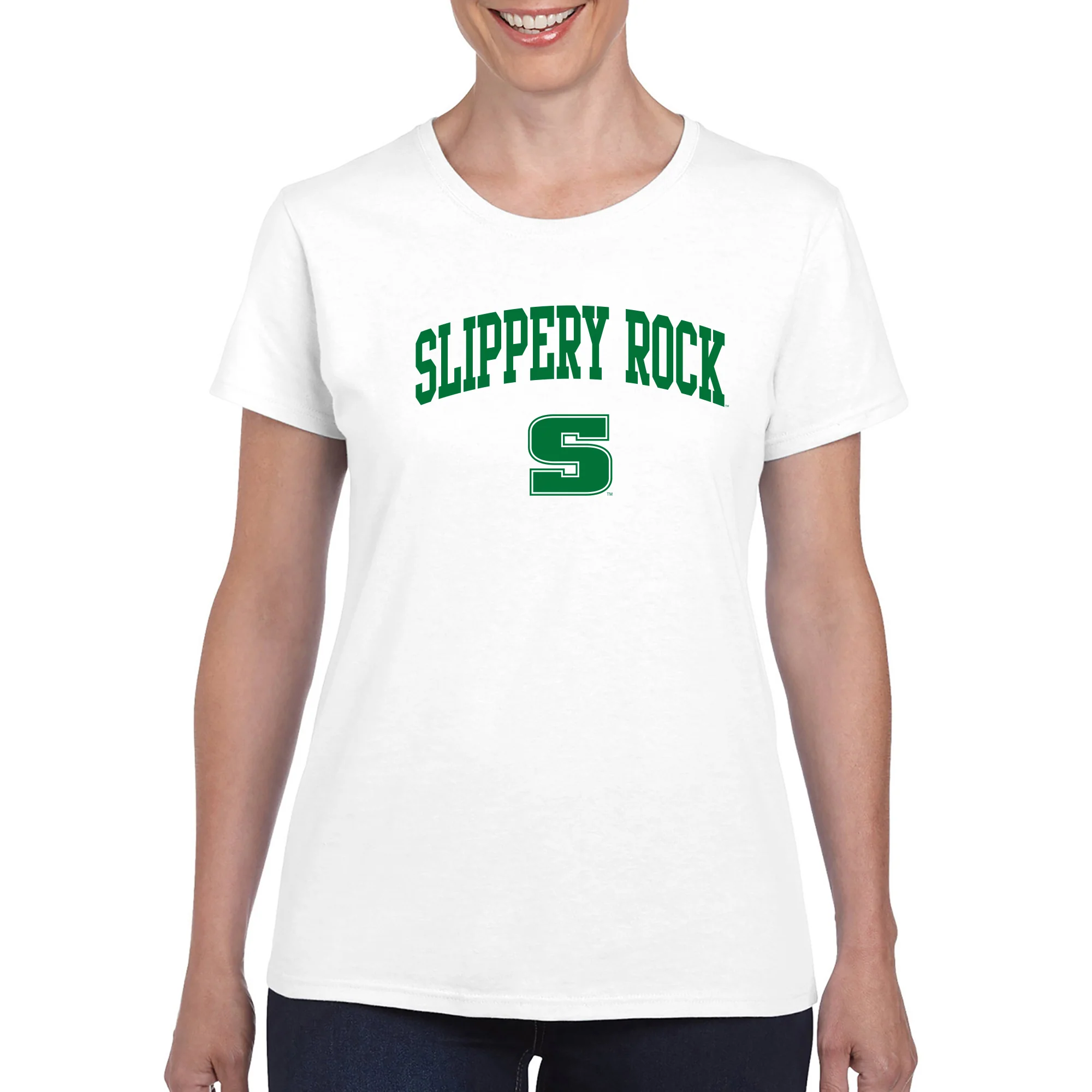 Slippery Rock University The Rock Arch Short Sleeve Womens T Shirt - White - Image 3