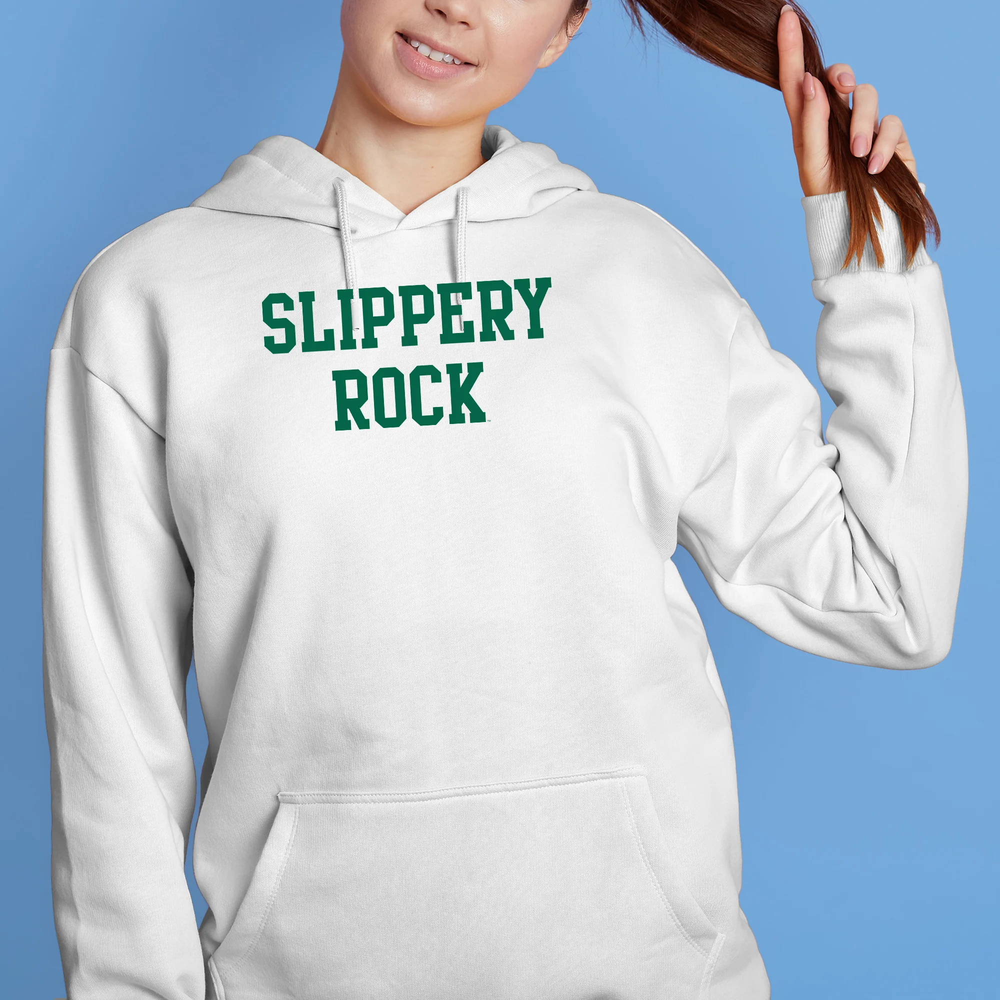 Slippery Rock University The Rock Basic Block Hoodie - White - Image 4