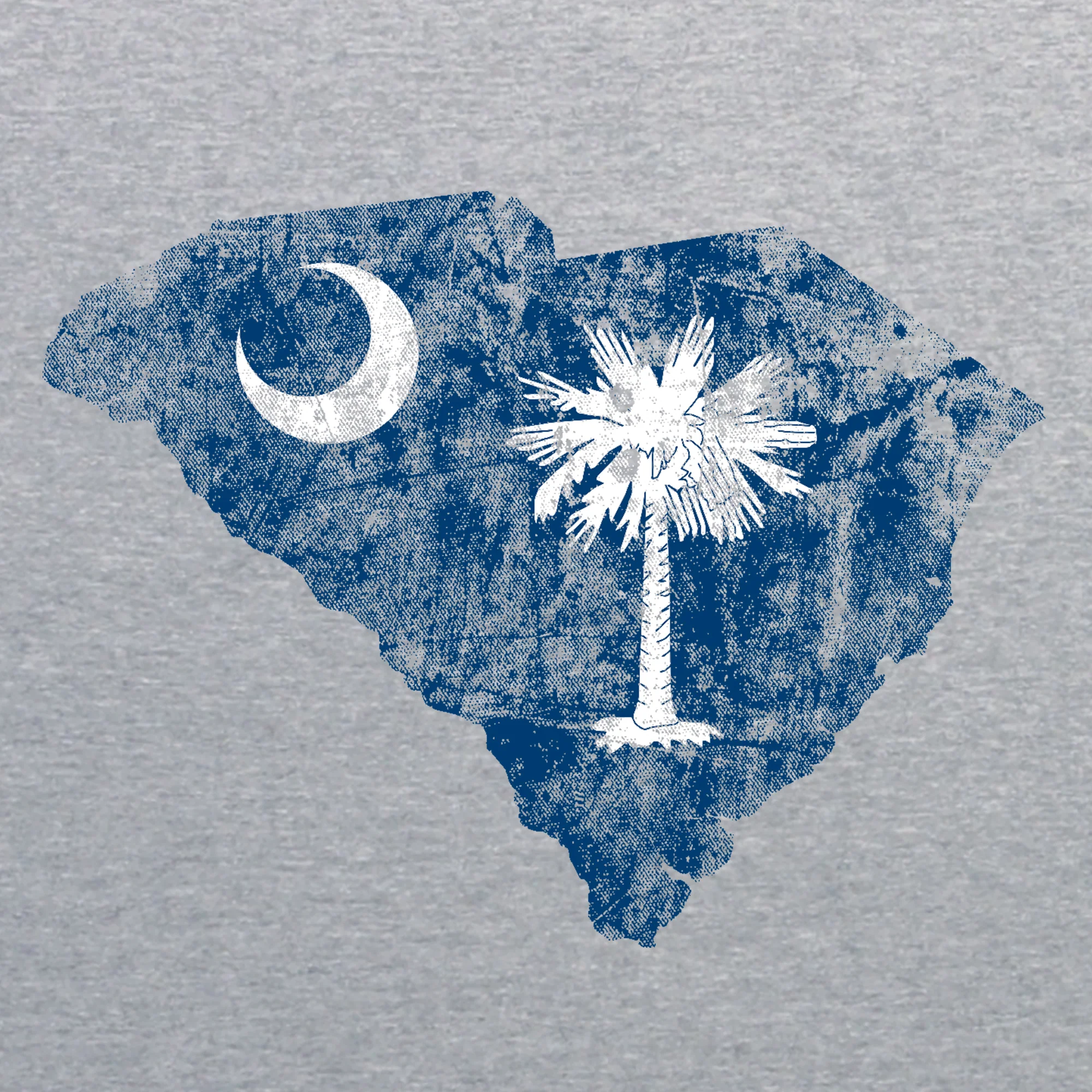 South Carolina Distressed State Flag Outline NLA T-Shirt - Heather Grey - Image 2