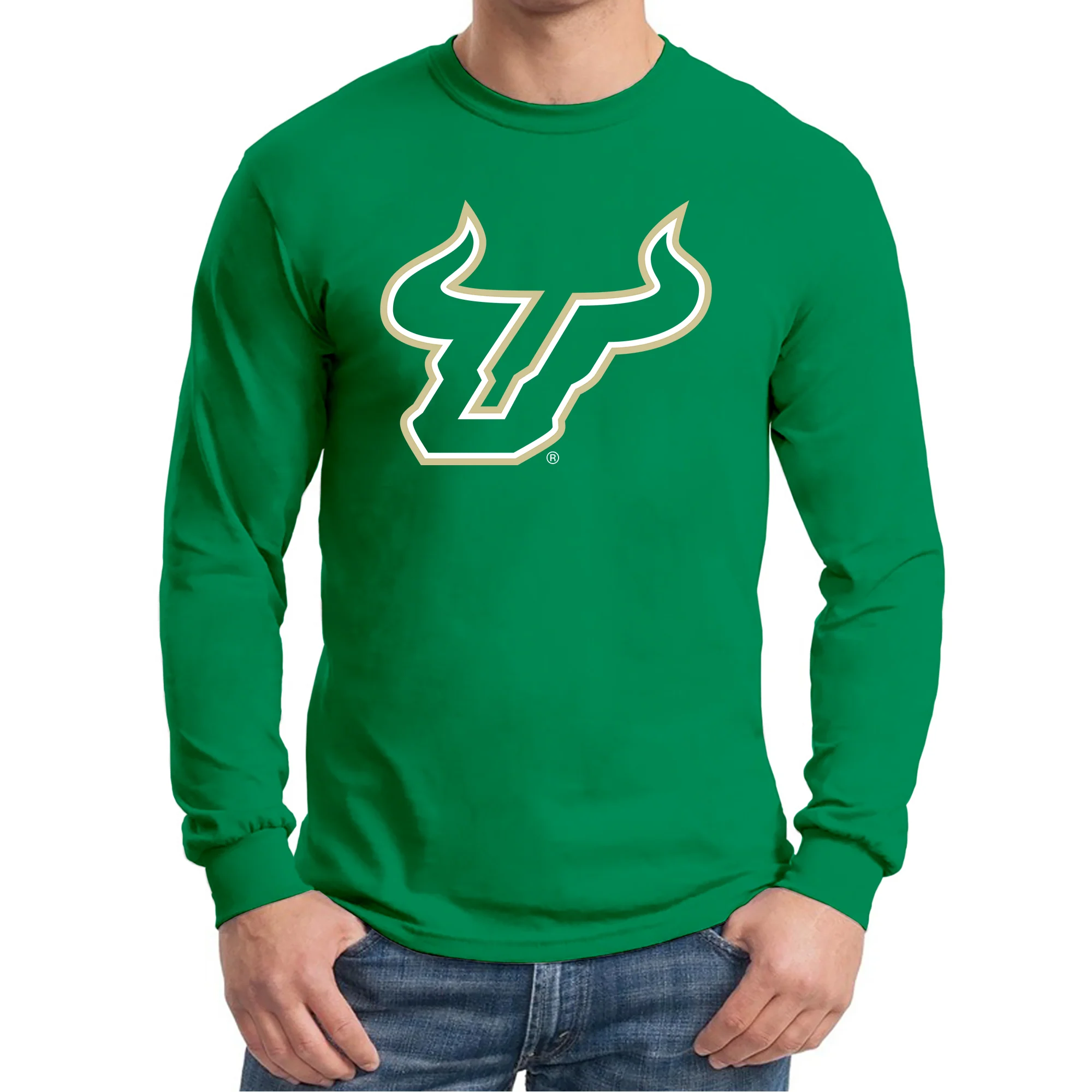 South Florida Bulls Primary Logo Long Sleeve T-Shirt - Irish Green - Image 3