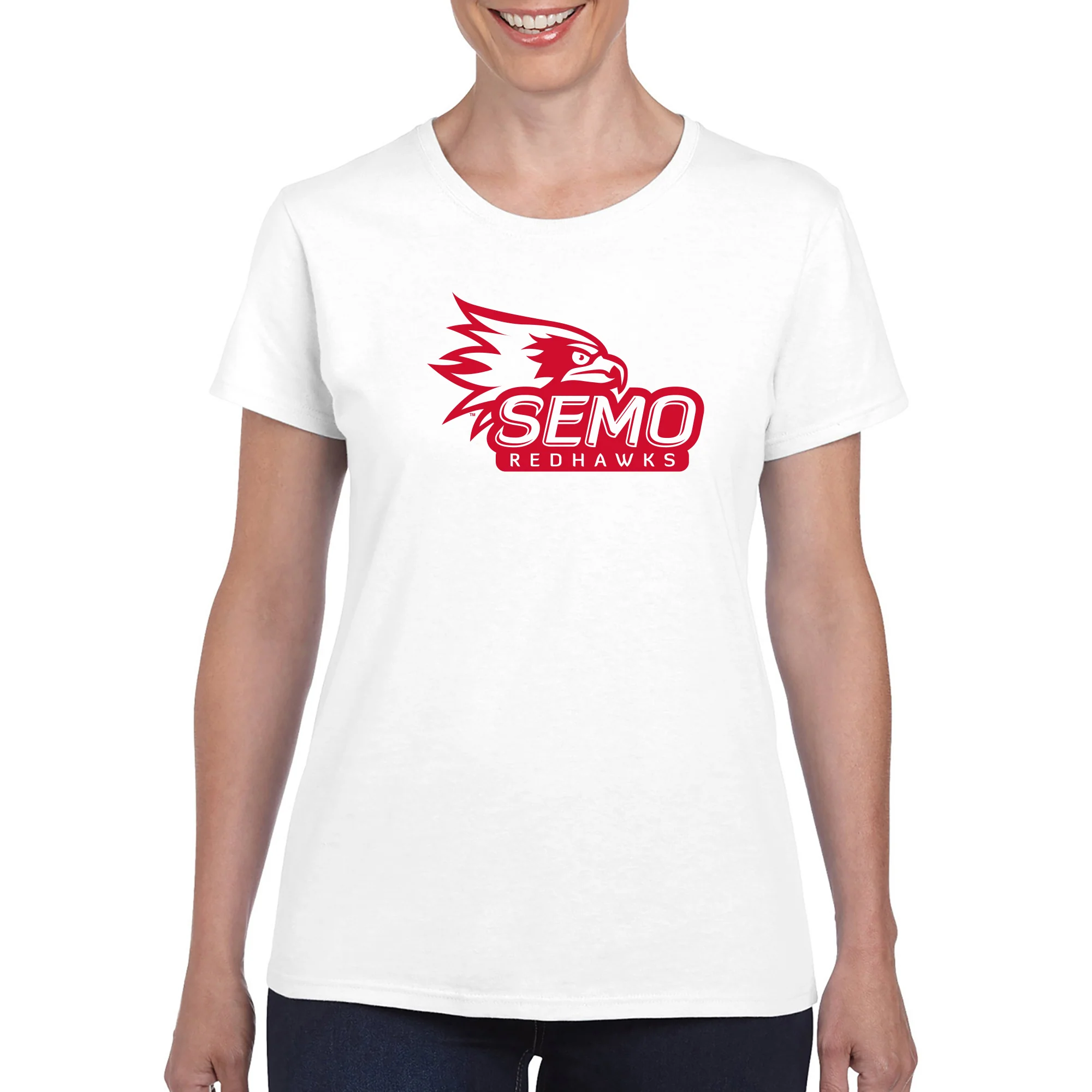 Southeast Missouri State University Redhawks Primary Logo Womens Short Sleeve T-Shirt - White - Image 3