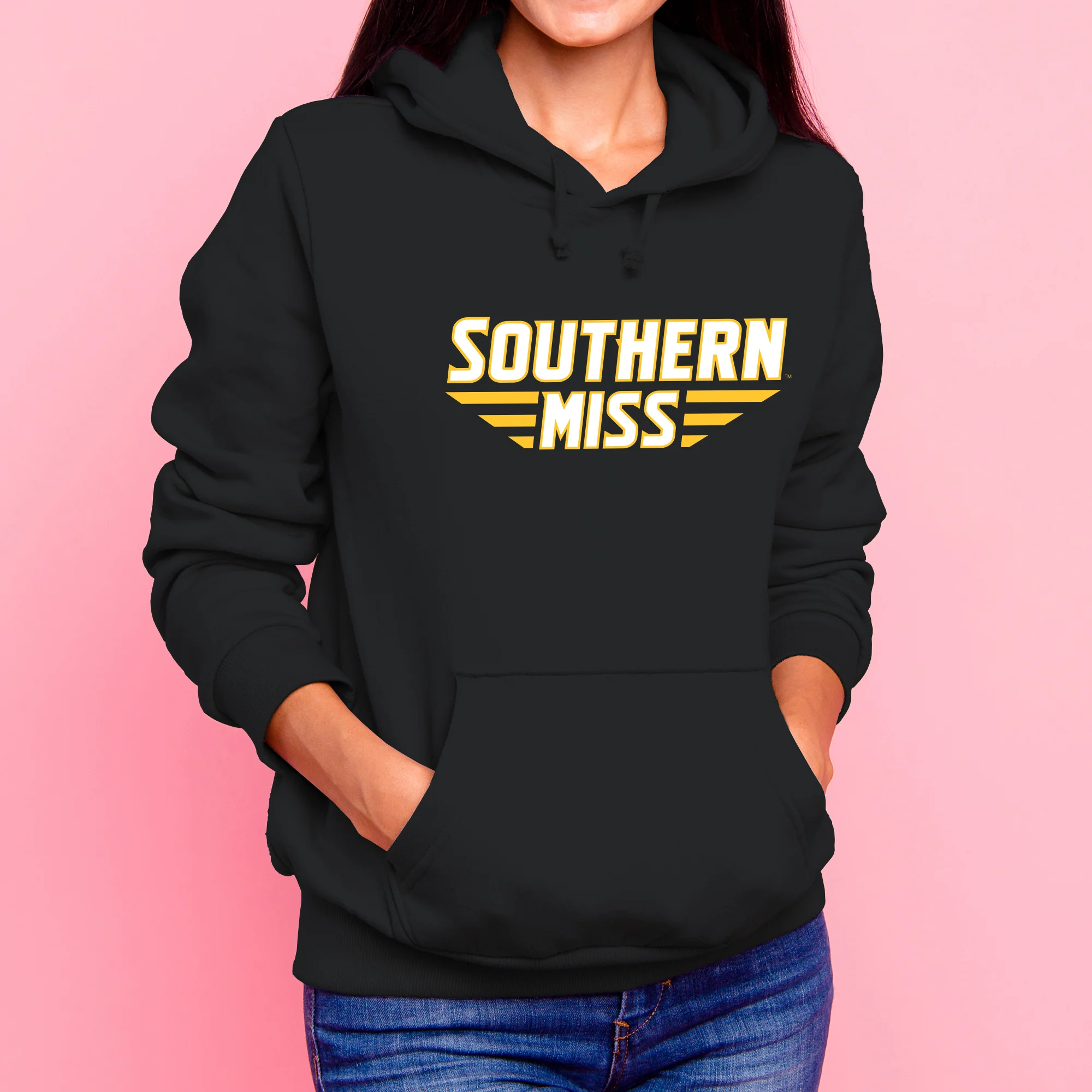 Southern Mississippi Basic Block Hoodie - Black - Image 4
