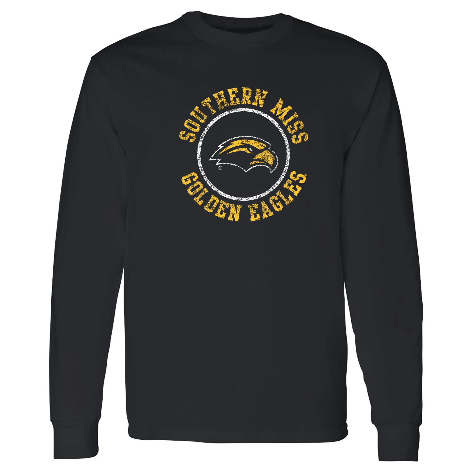Southern Mississippi Distressed Circle Logo Long Sleeve - Black