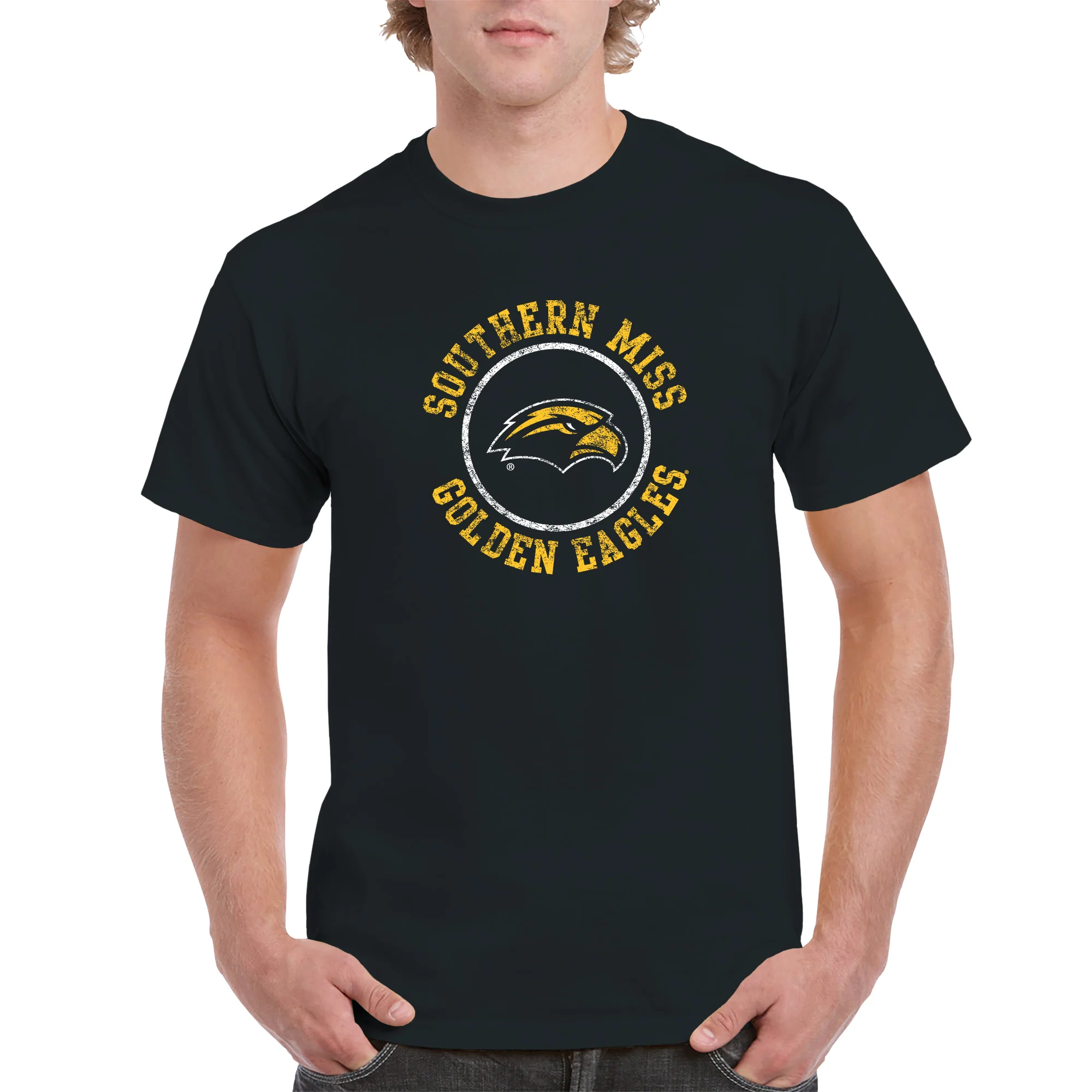 Southern Mississippi Distressed Circle Logo T-Shirt - Black - Image 3