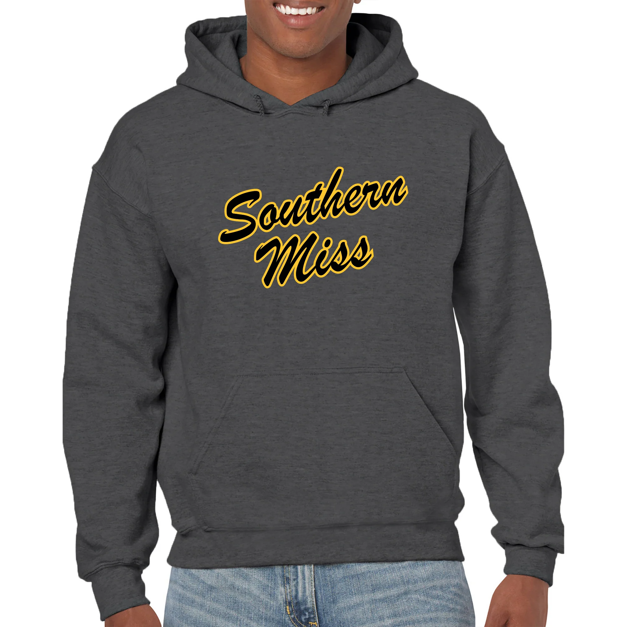 Southern Mississippi Script Logo Hoodie - Dark Heather - Image 3