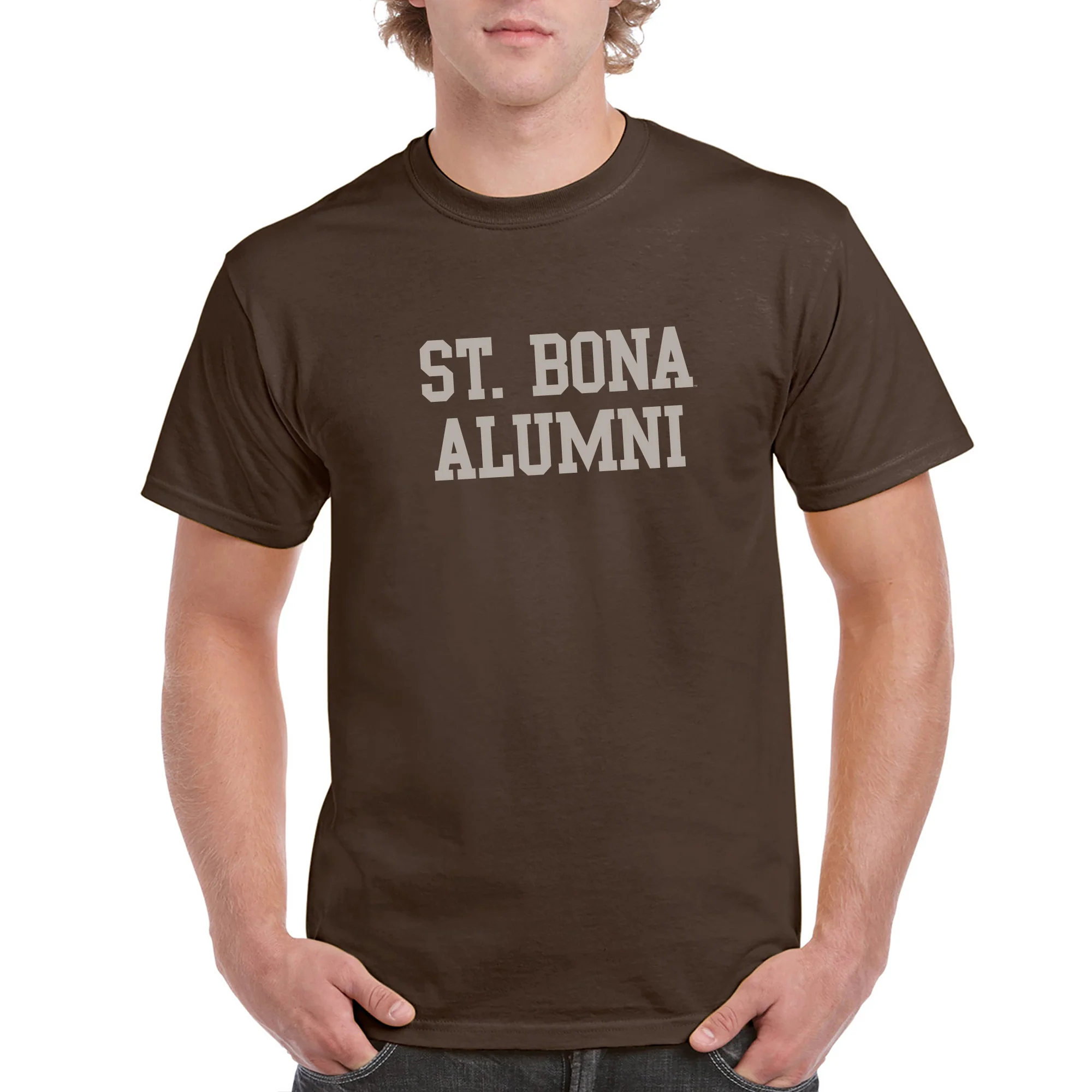 St Bonaventure Alumni Block T Shirt - Dark Chocolate - Image 3
