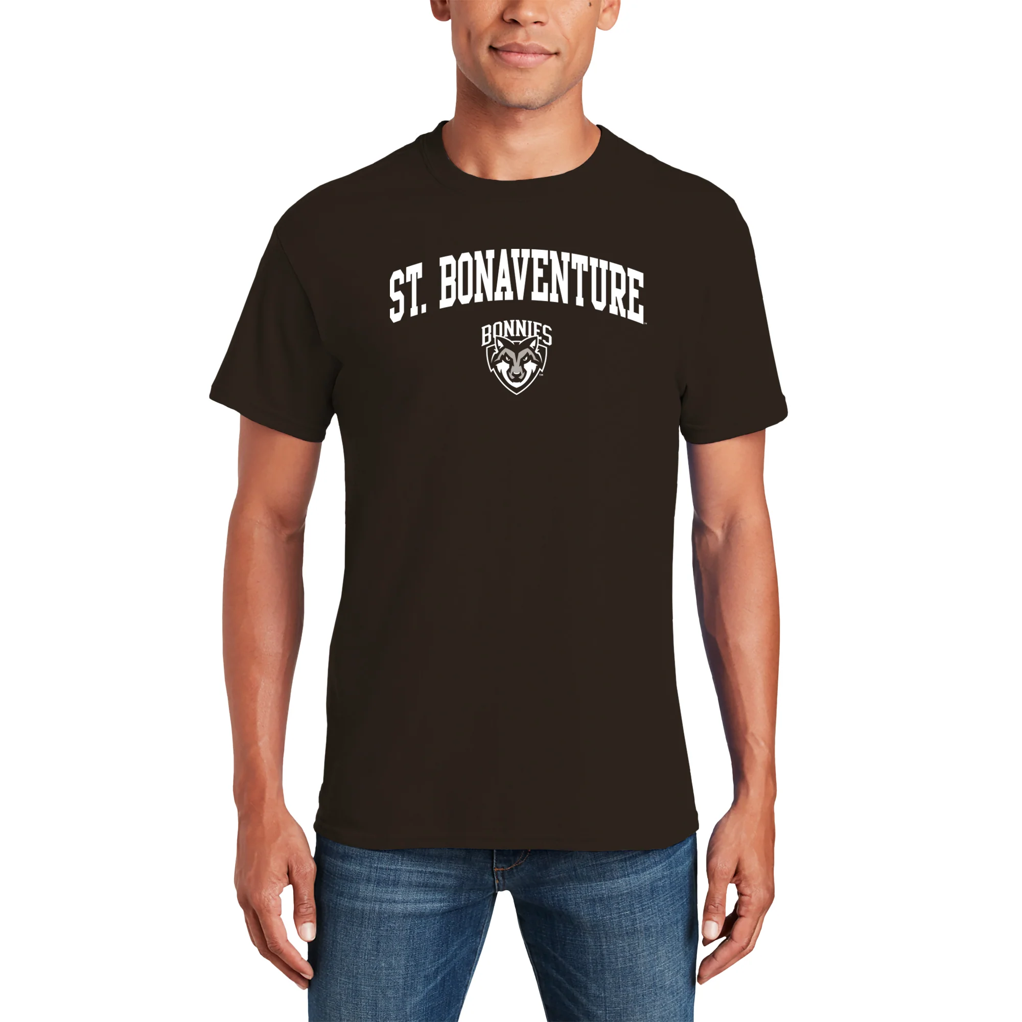 St. Bonaventure Bonnies Arch Logo T Shirt - Dark Chocolate - Image 3