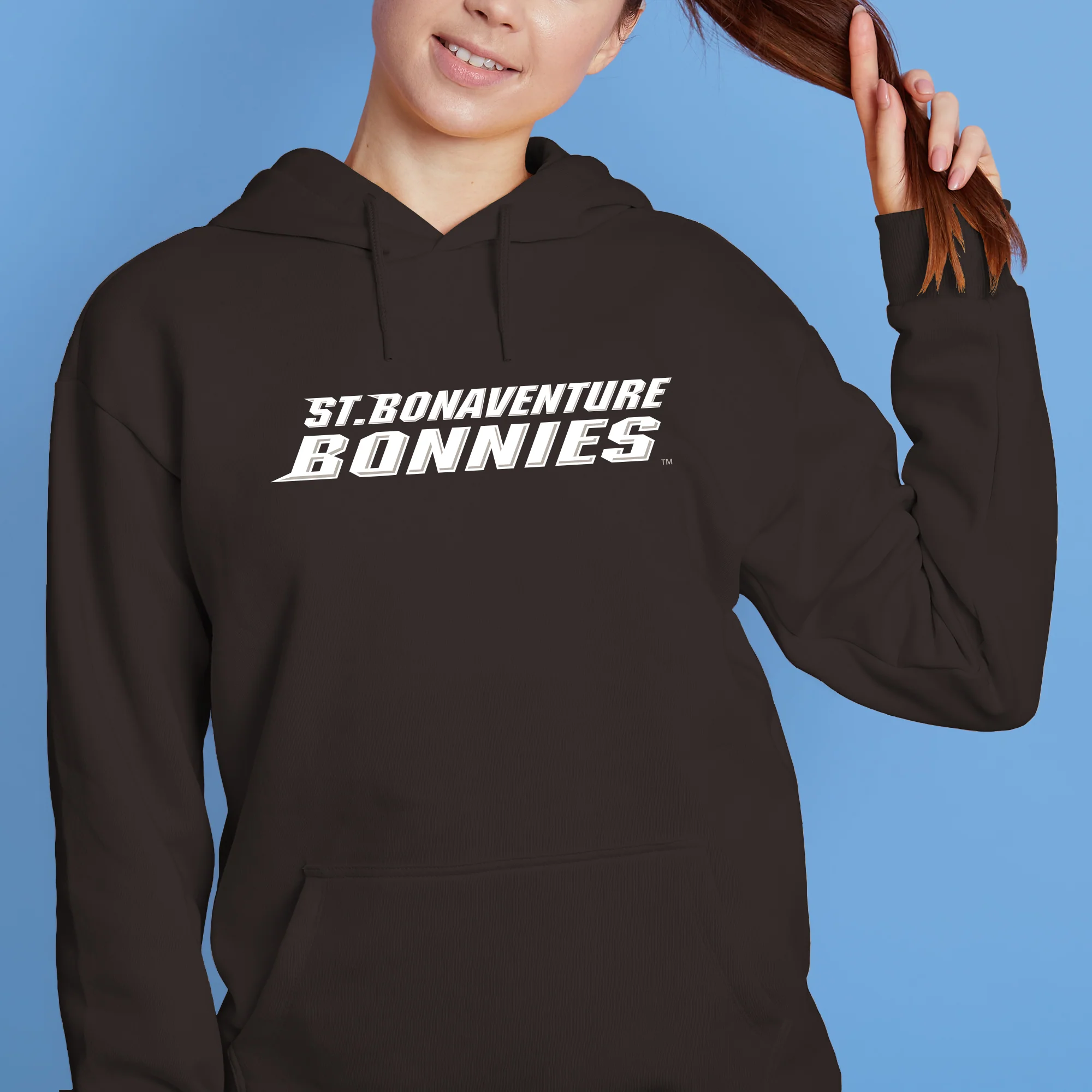 St. Bonaventure Bonnies Basic Block Hoodie - Dark Chocolate - Image 4