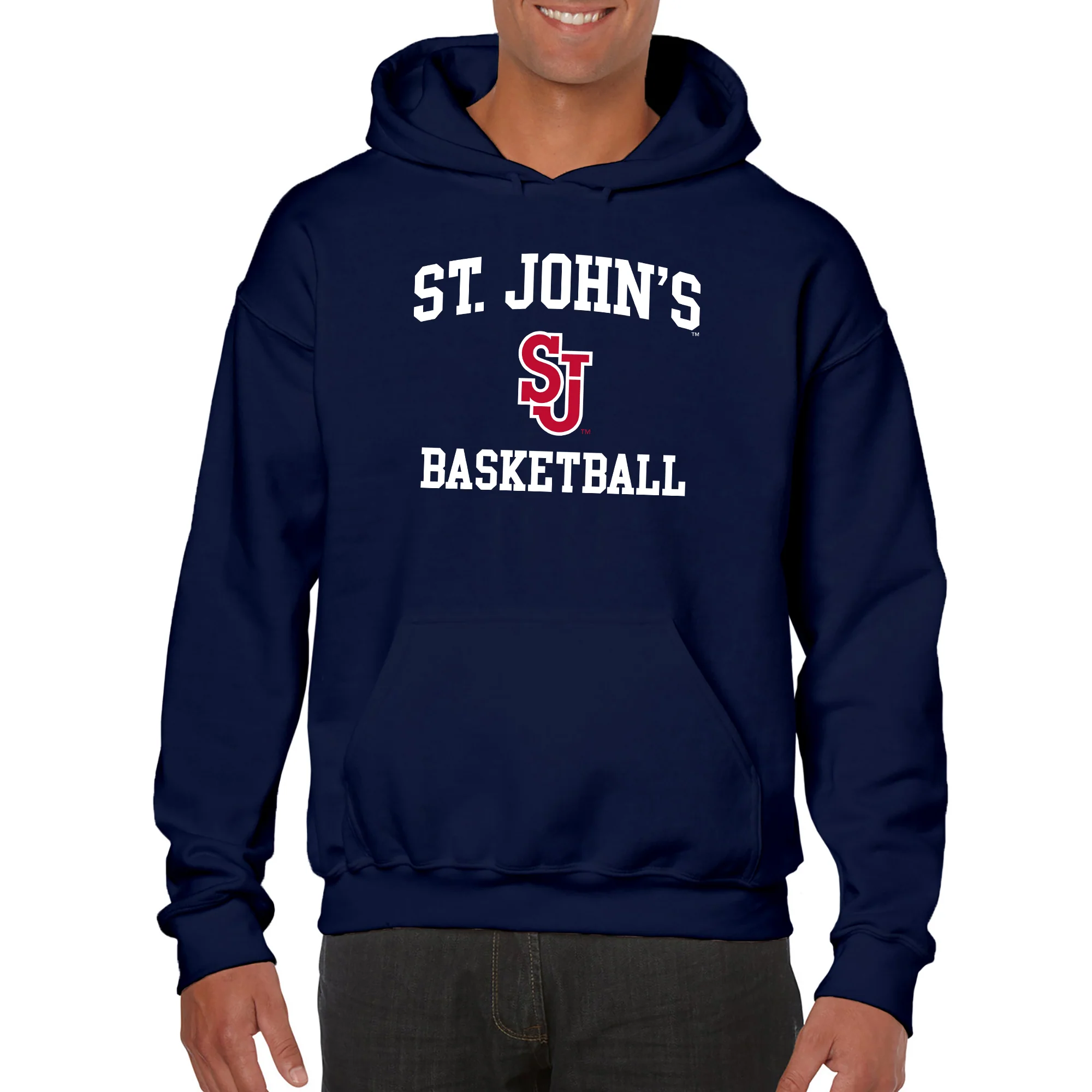 St John's Red Storm Arch Logo Basketball Hoodie - Navy - Image 3