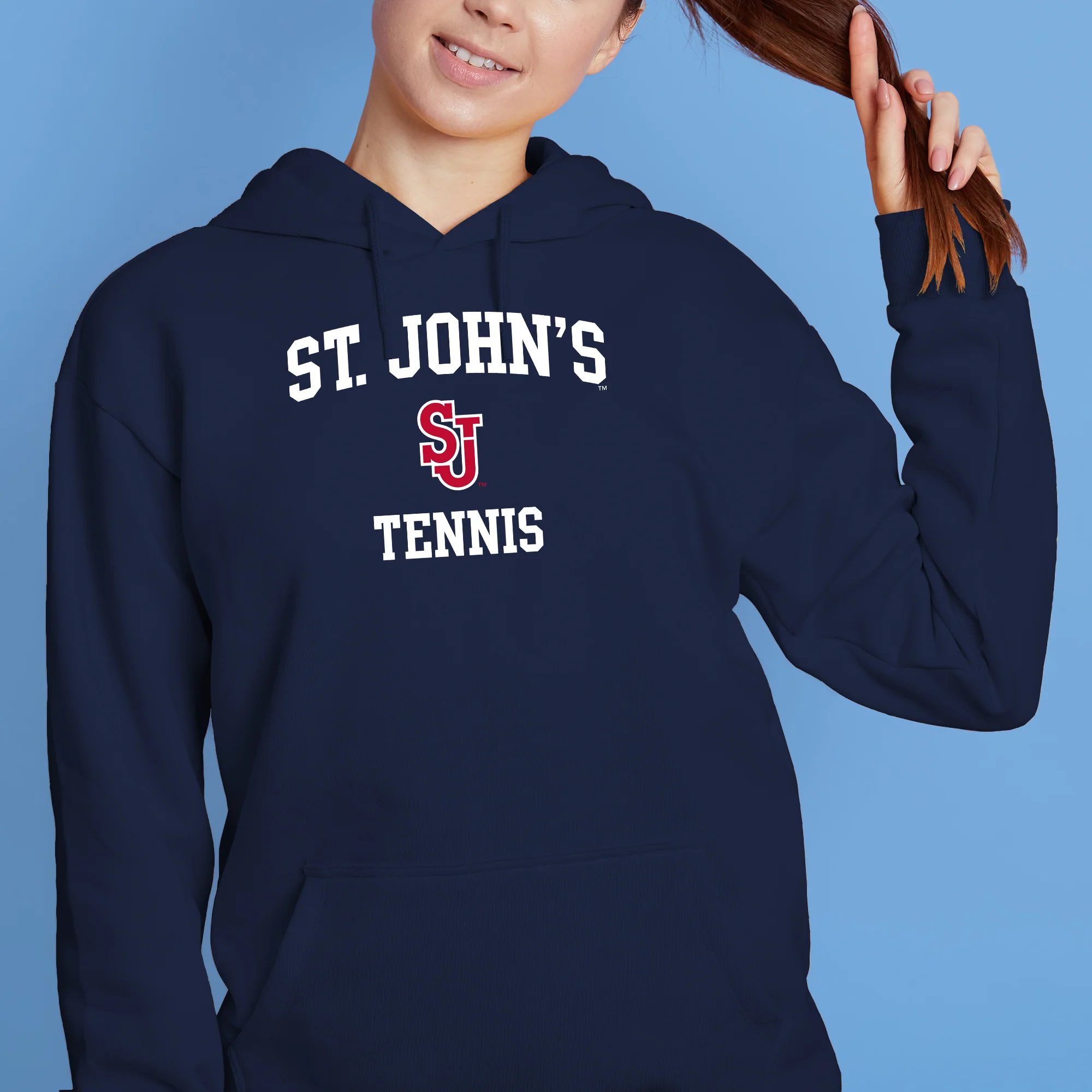 St John's Red Storm Arch Logo Tennis Hoodie - Navy - Image 2