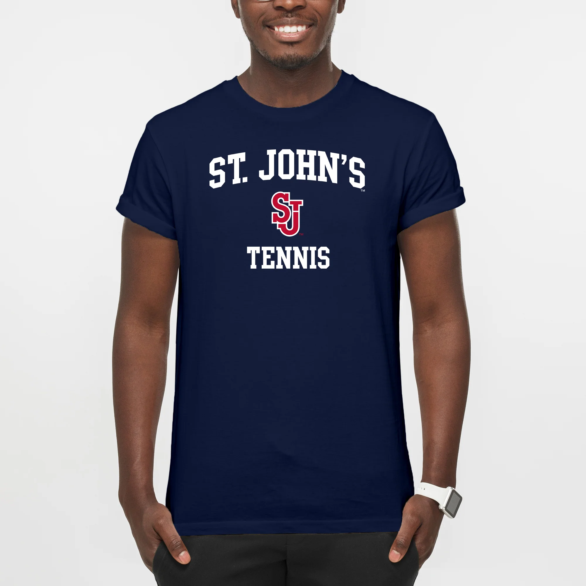 St John's Red Storm Arch Logo Tennis T-Shirt - Navy - Image 3