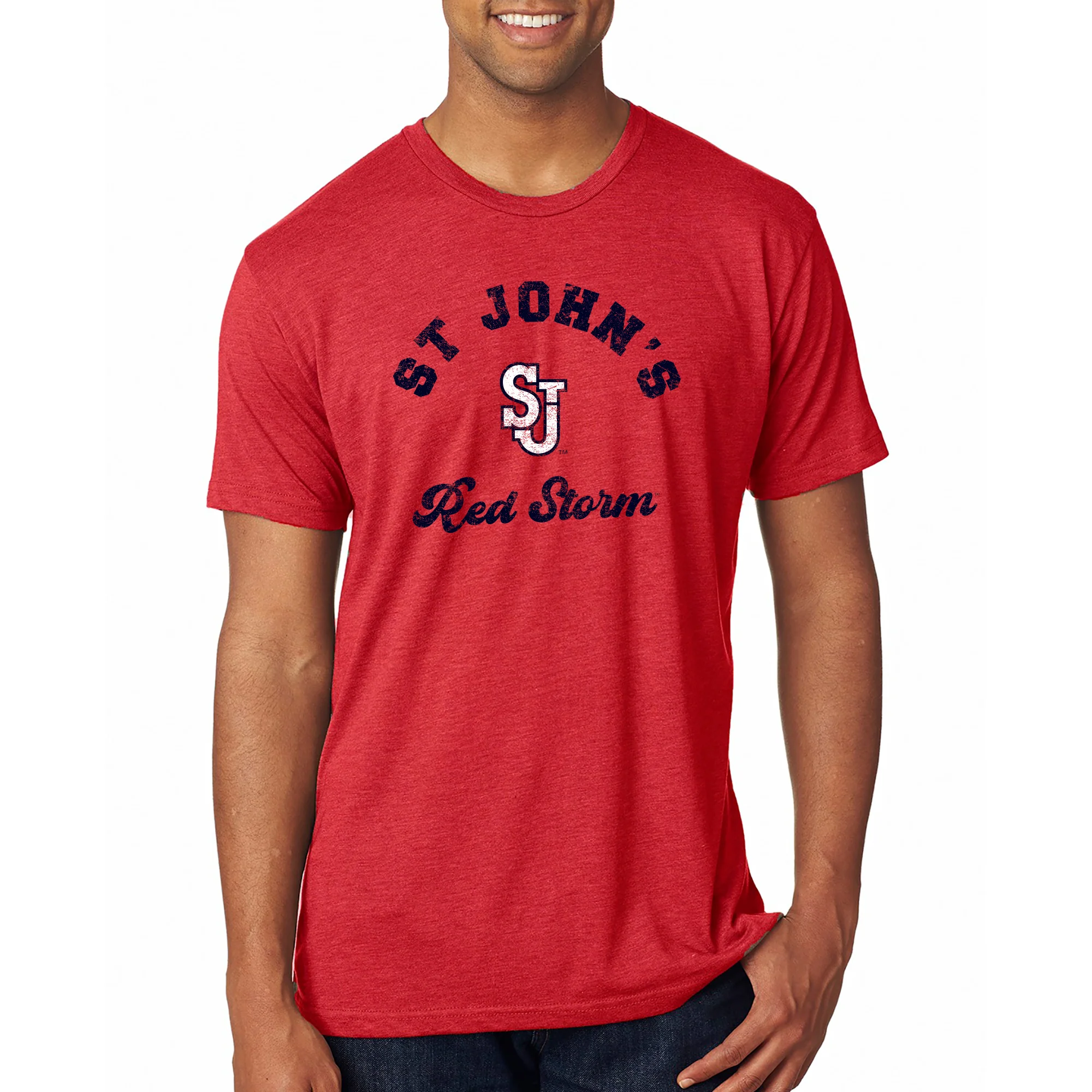 St John's Red Storm Retro Script Triblend Shirt - Vtg Red - Image 3