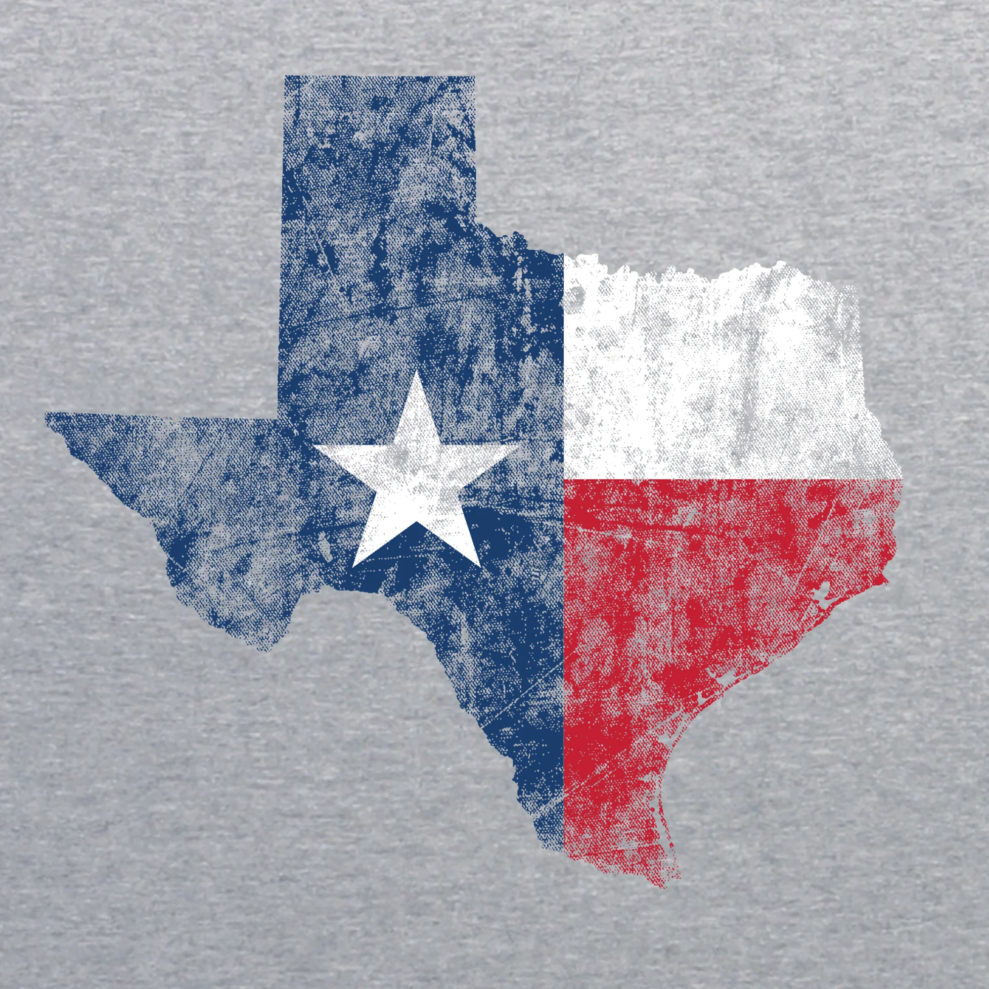 Texas Distressed State Flag Outline NLA T-Shirt - Heather Grey - Image 2