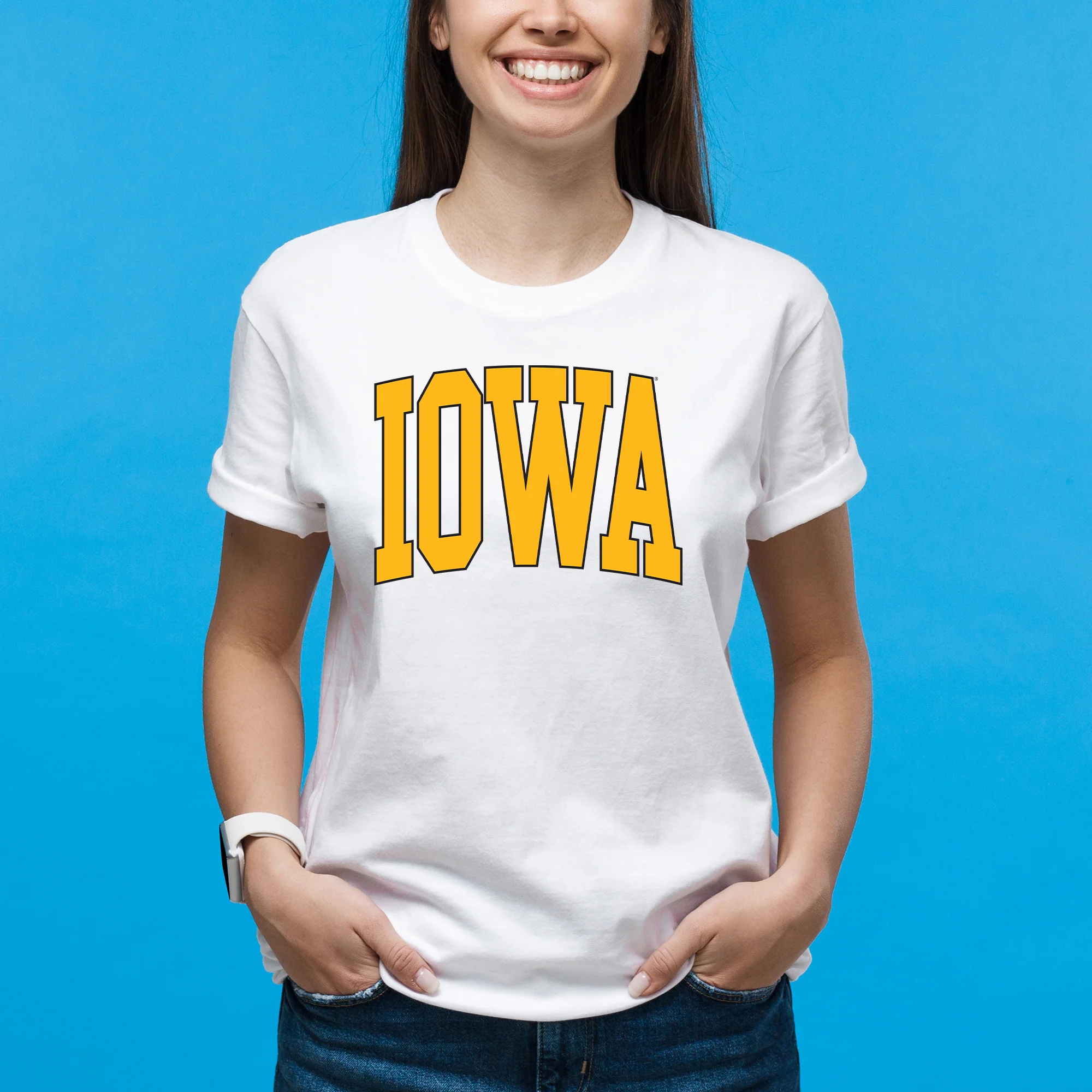 The University of Iowa Hawkeyes Mega Arch T-Shirt - White - Image 4