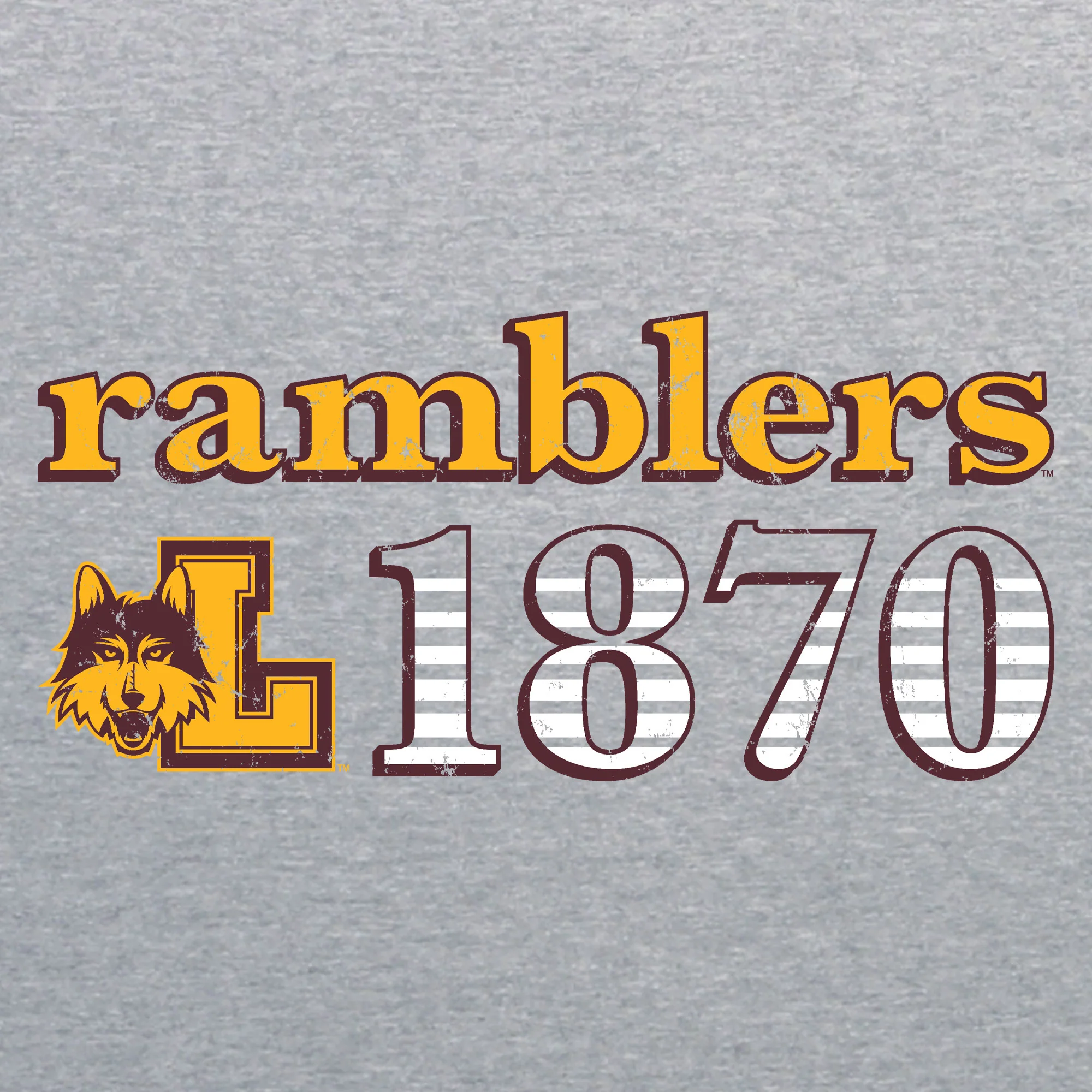Loyola University Chicago Ramblers Throwback Year Stripe Heavy Blend Crewneck - Sport Grey - Image 2