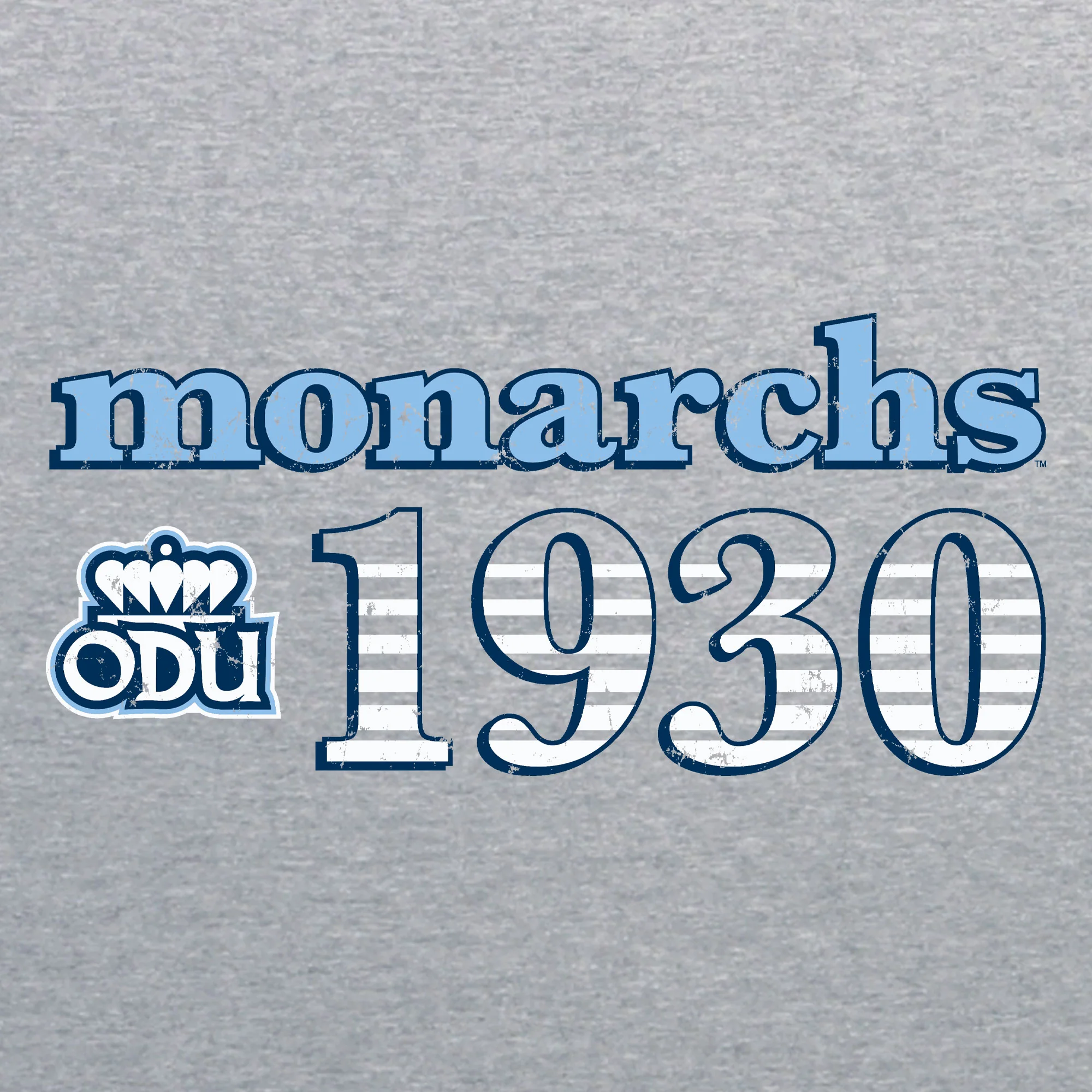 Old Dominion University Monarchs Throwback Year Stripe Heavy Blend Crewneck - Sport Grey - Image 2