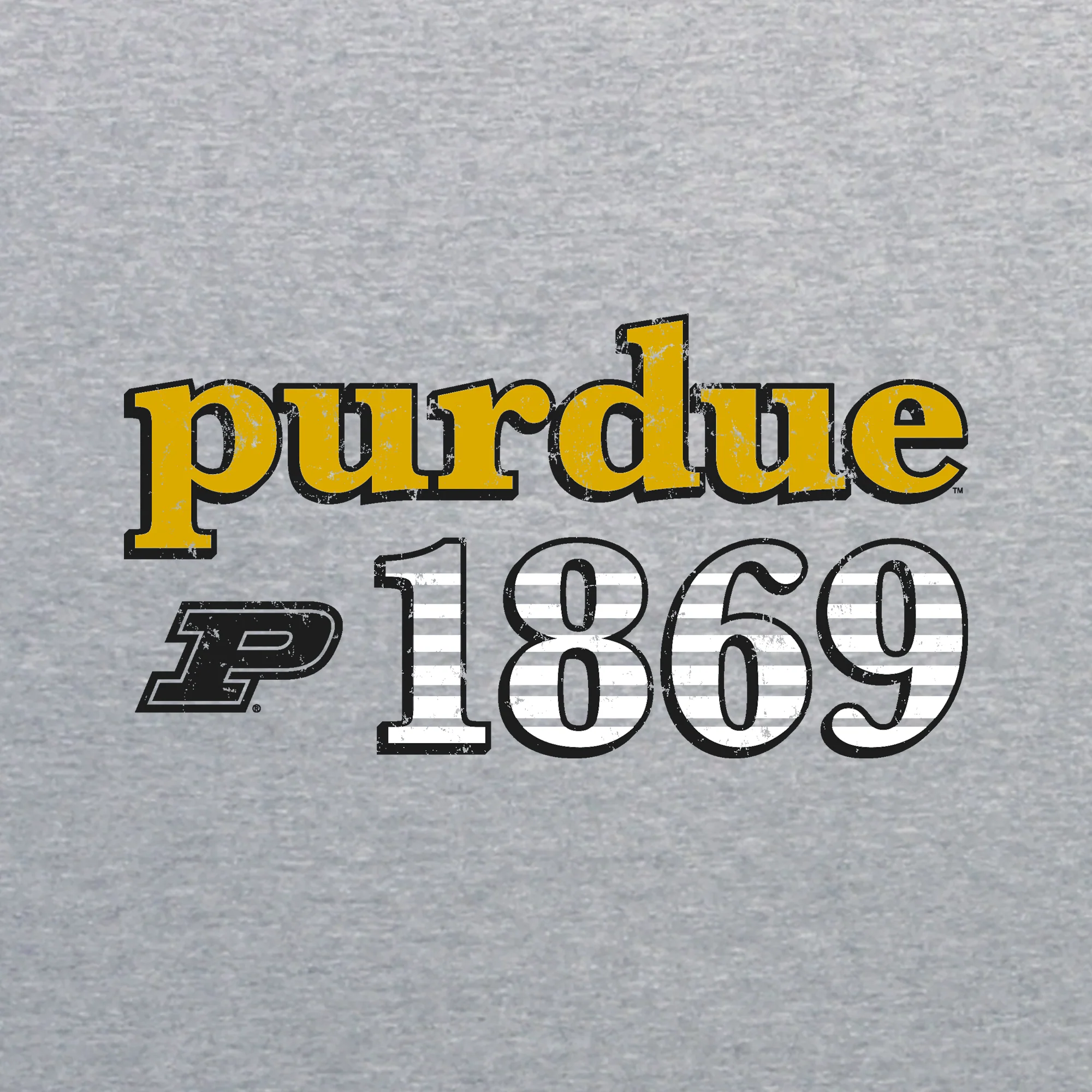 Purdue University Boilermakers Throwback Year Stripe Heavy Blend Hoodie - Sport Grey - Image 2