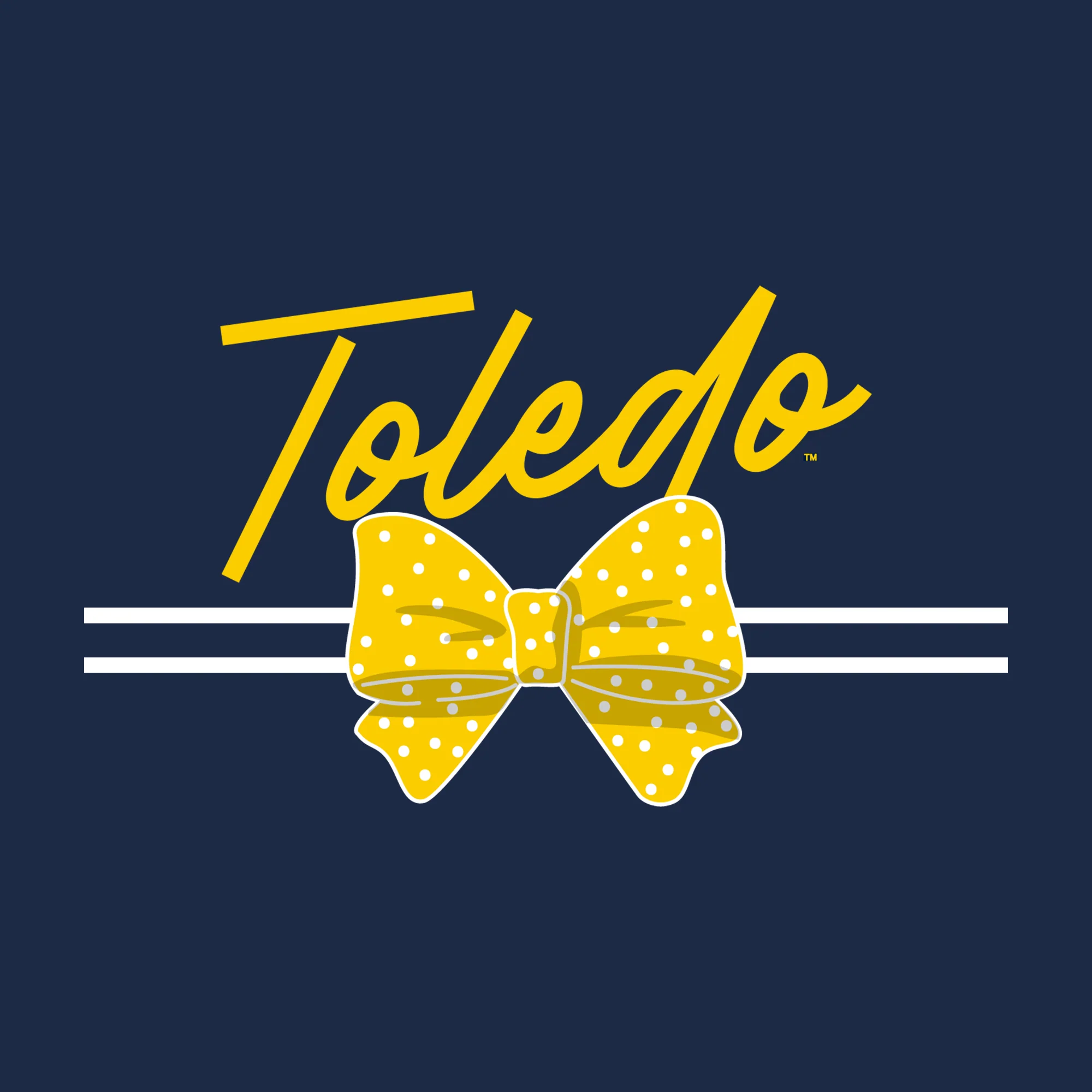 Toledo Bow Script Womens Long Sleeve - Navy - Image 2