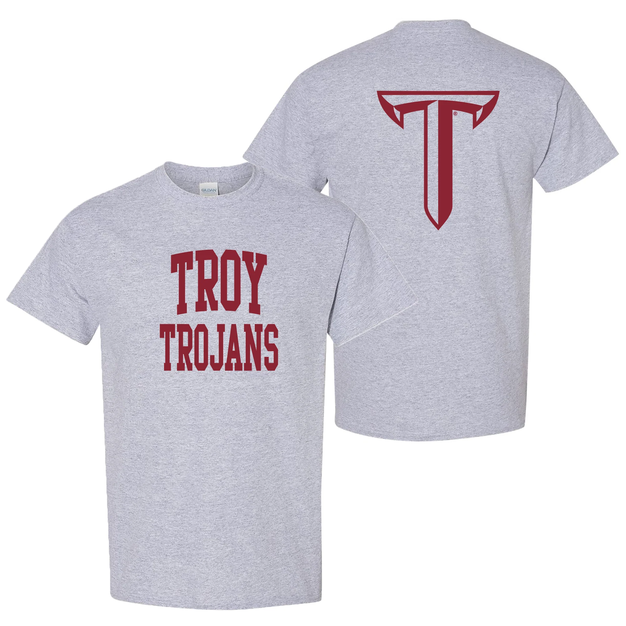 Troy Front Back Print T-Shirt - Sport Grey
