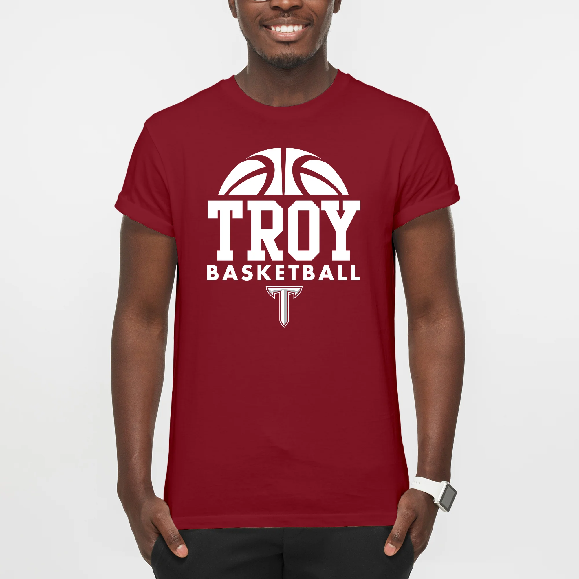 Troy Trojans Basketball Hype T-Shirt - Cardinal - Image 3