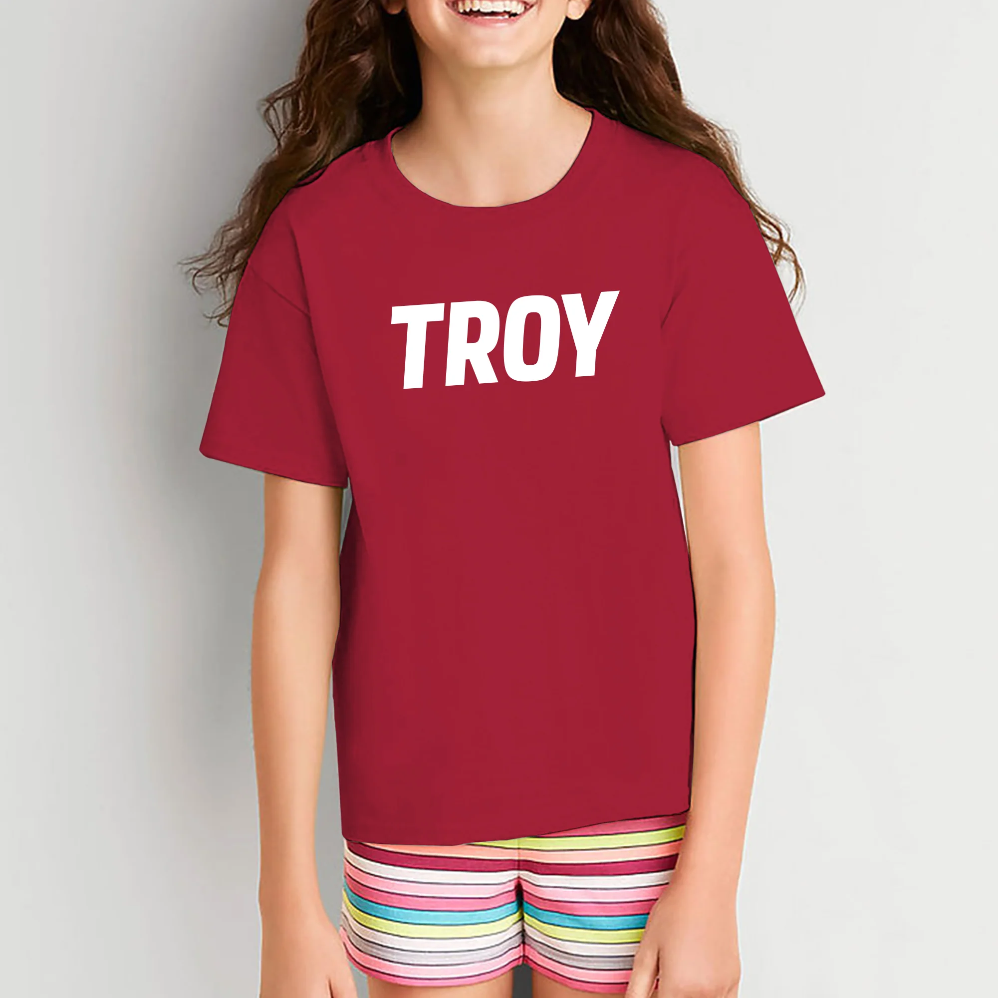 Troy University Trojans Basic Block Cotton Youth T-Shirt - Cardinal - Image 4