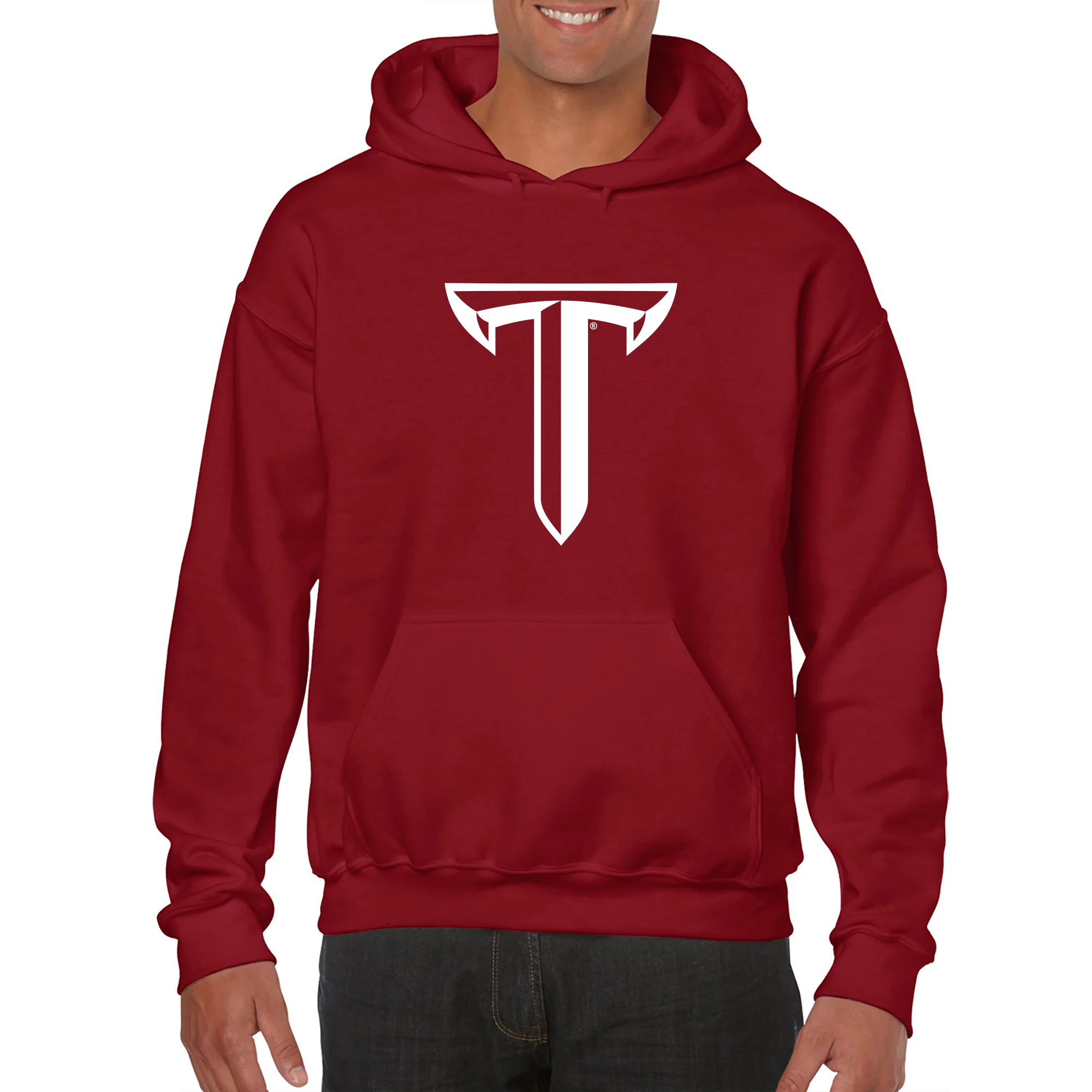 Troy University Trojans Primary Logo Cotton Hoodie - Cardinal - Image 3