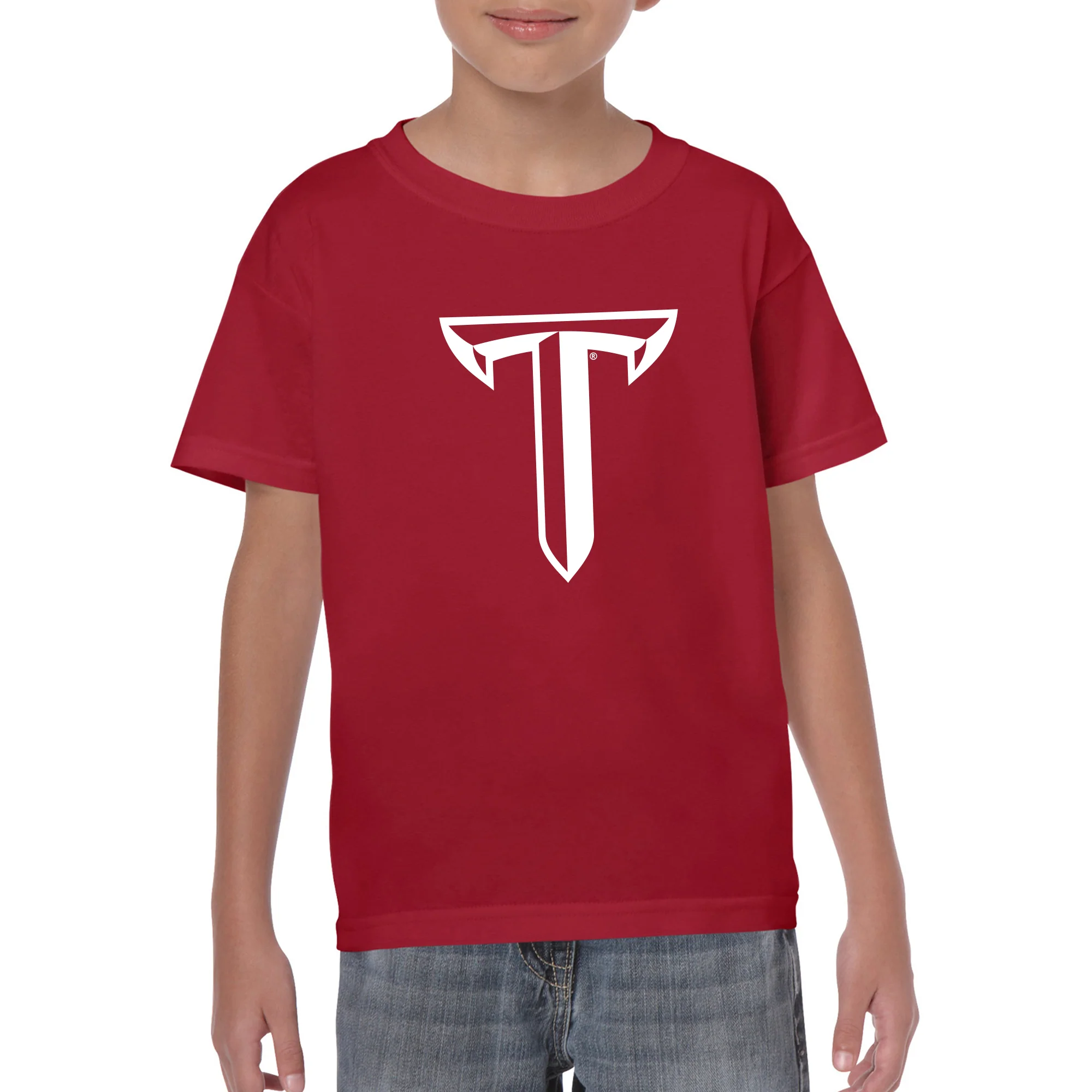 Troy University Trojans Primary Logo Cotton Youth T-Shirt - Cardinal - Image 3