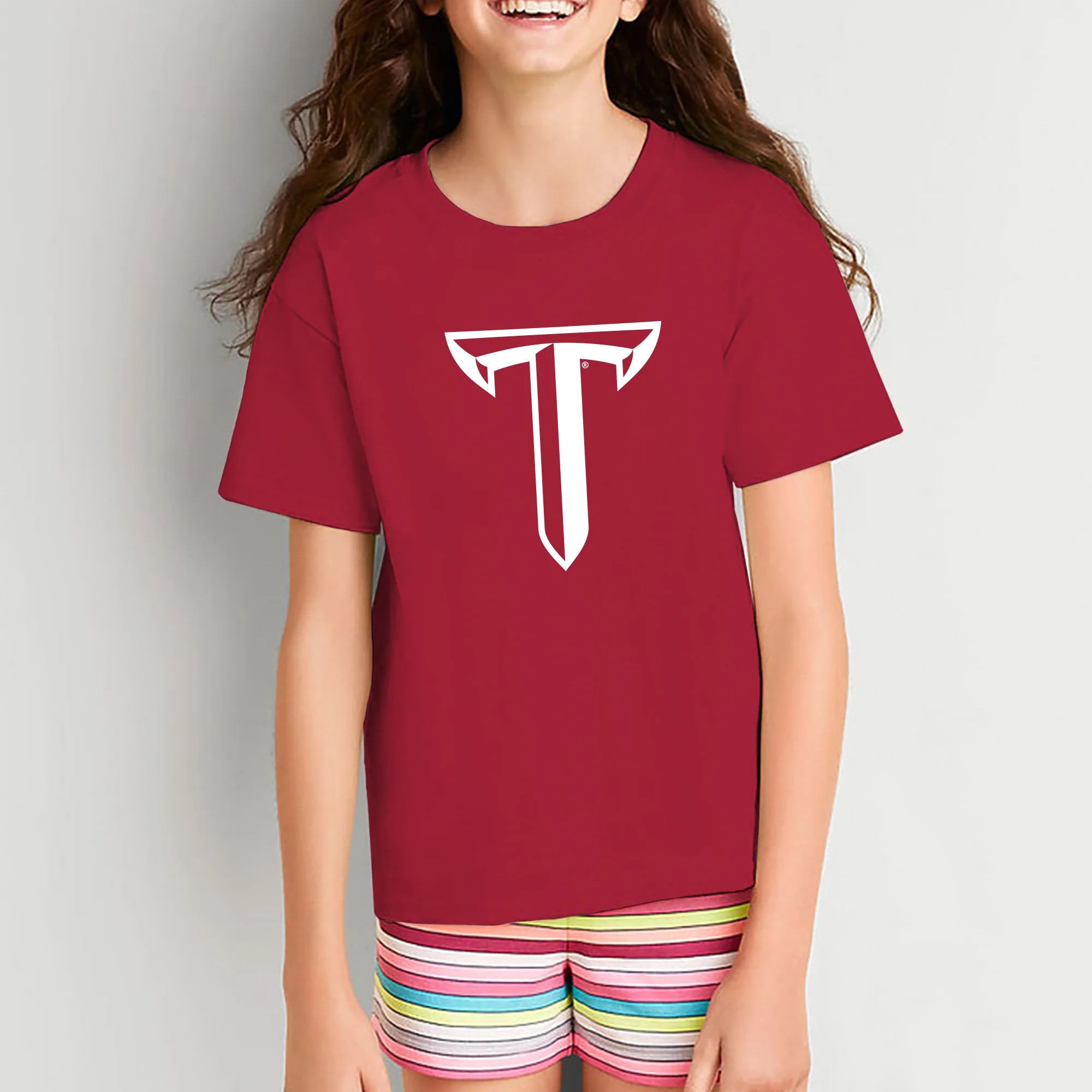 Troy University Trojans Primary Logo Cotton Youth T-Shirt - Cardinal - Image 4