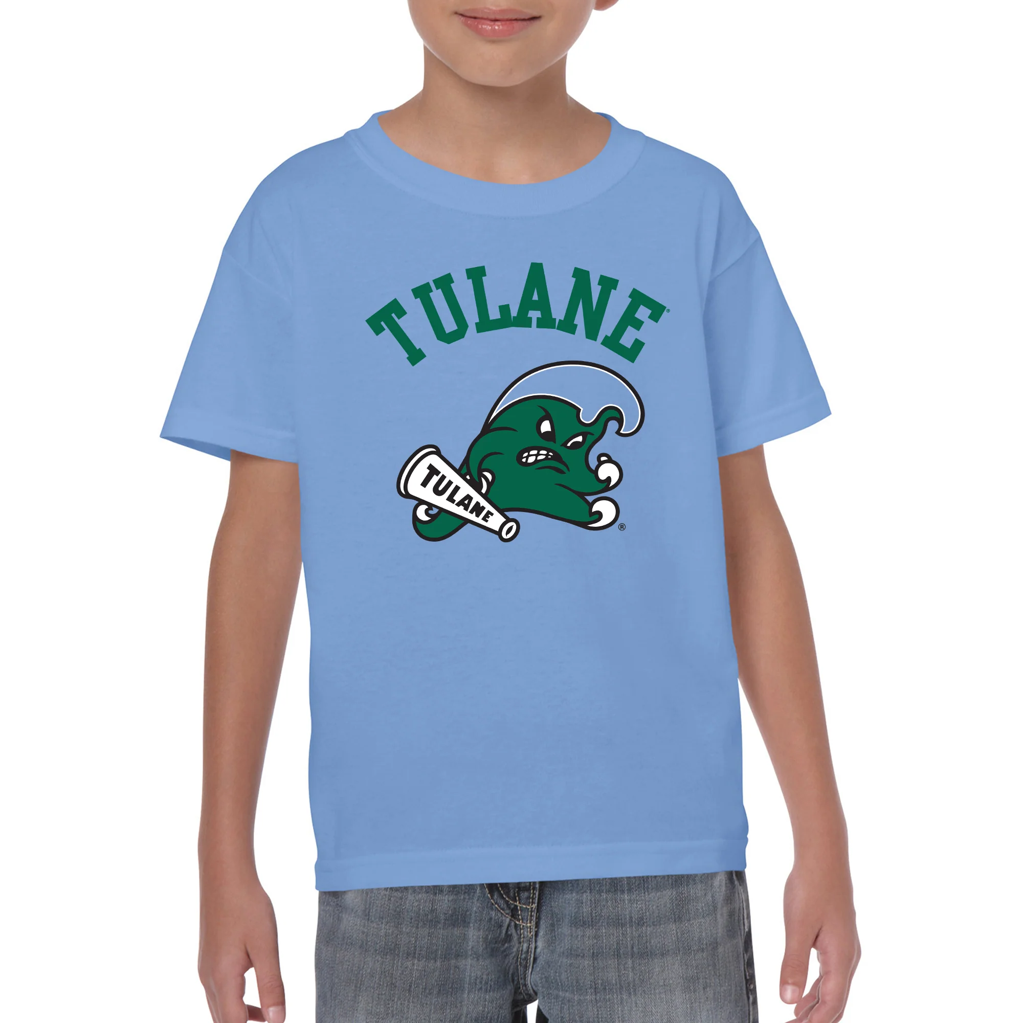 Tulane Green Wave Arch Logo Youth T-Shirt - C Blue - Image 3