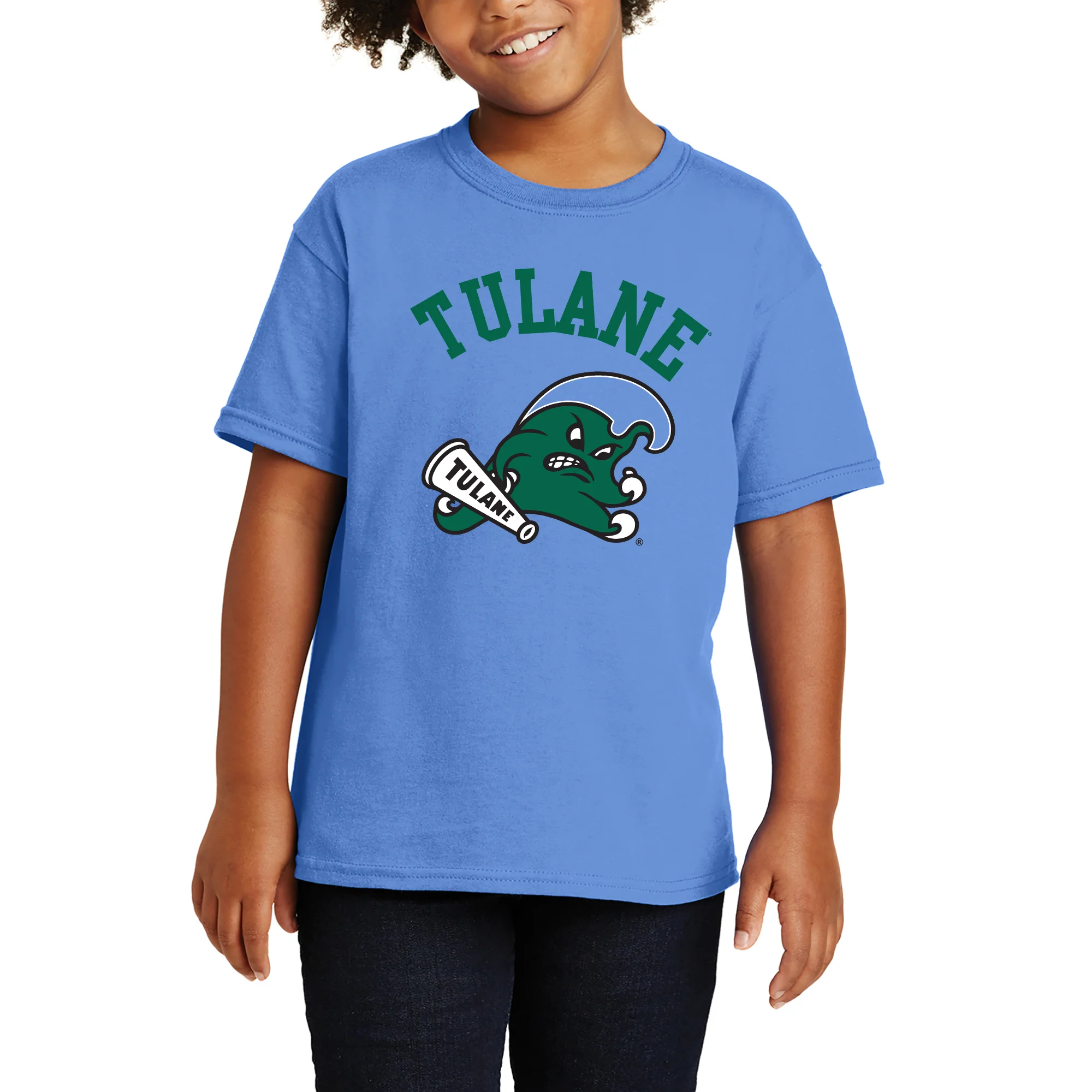 Tulane Green Wave Arch Logo Youth T-Shirt - C Blue - Image 4