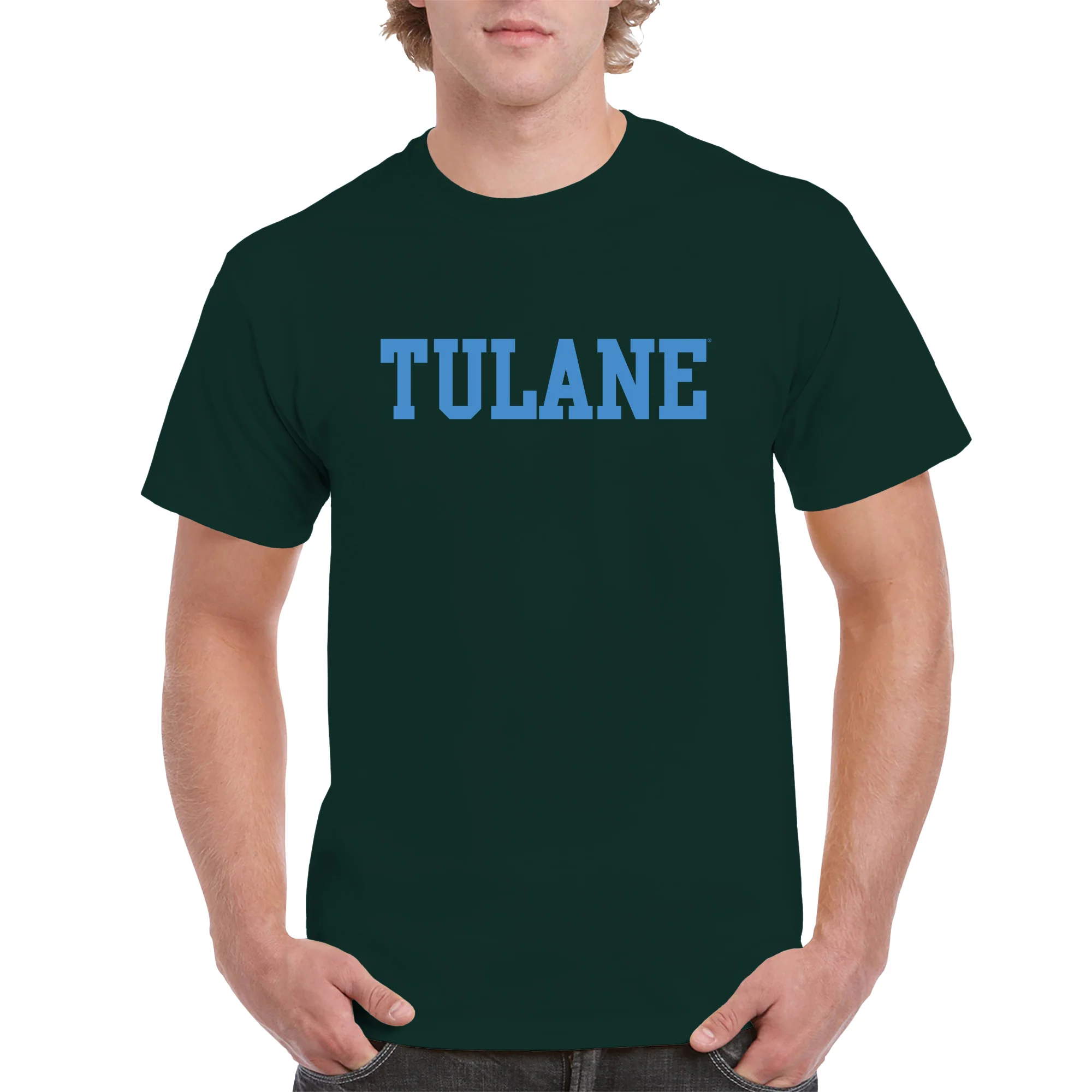 Tulane University Green Wave Basic Block T-Shirt - Forest - Image 3