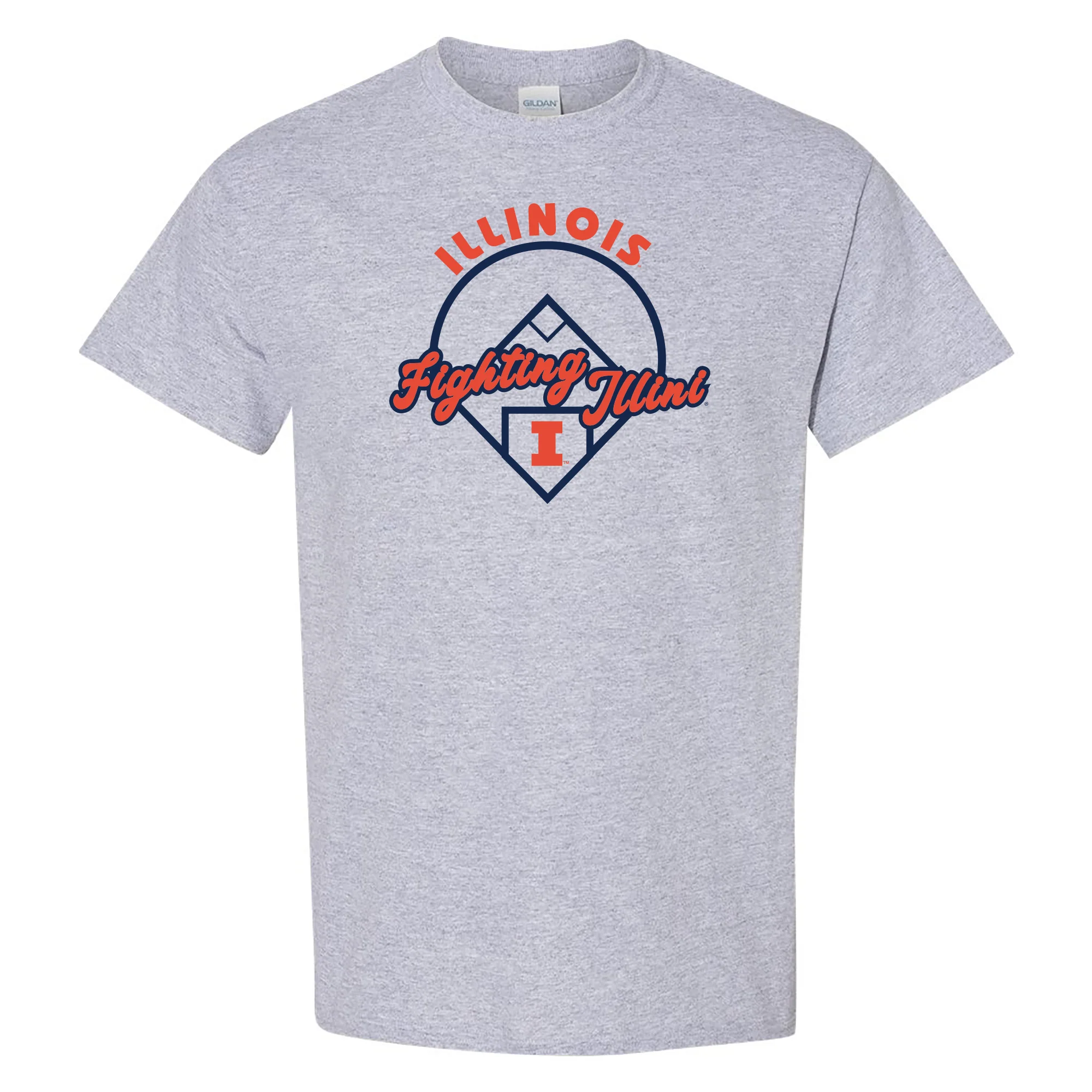 Illinois Fighting Illini Baseball Field T Shirt - Sport Grey