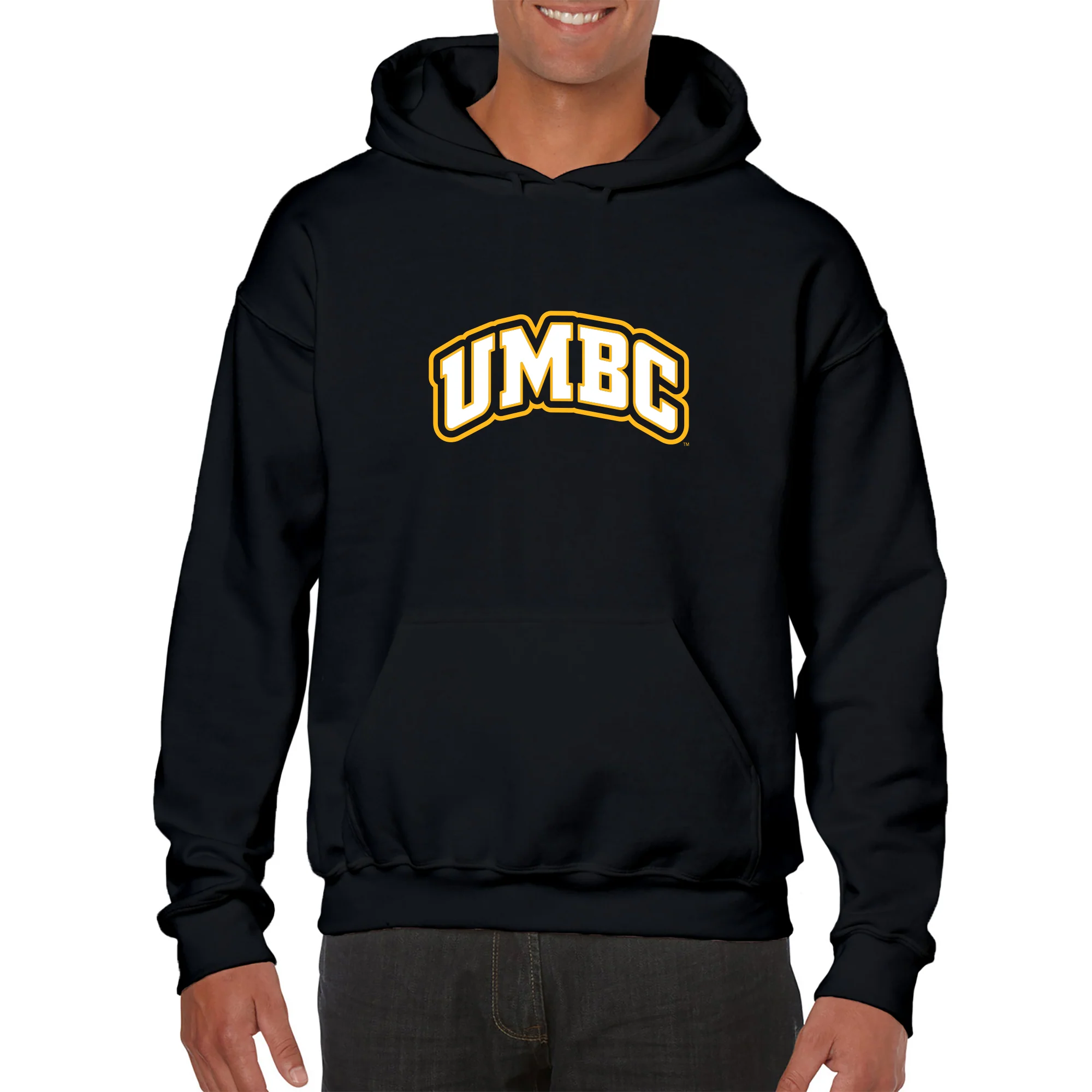 University of Maryland Baltimore County Retrievers Basic Block Heavy Blend Hoodie - Black - Image 3