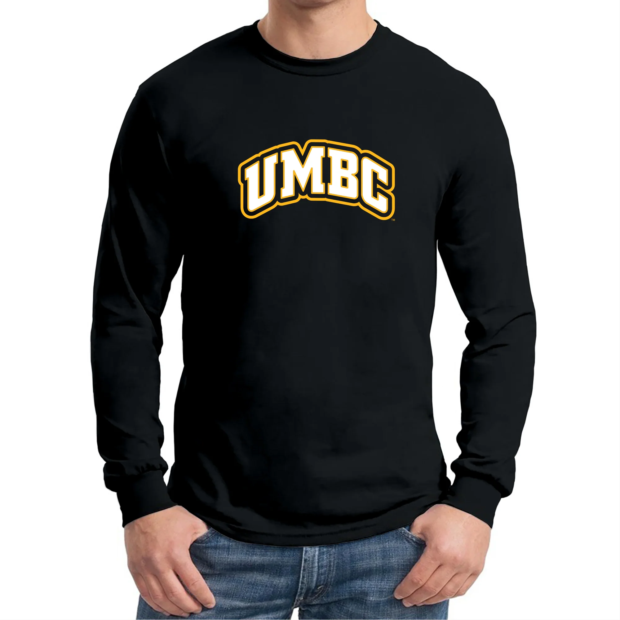 University of Maryland Baltimore County Retrievers Basic Block Long Sleeve T-Shirt - Black - Image 4