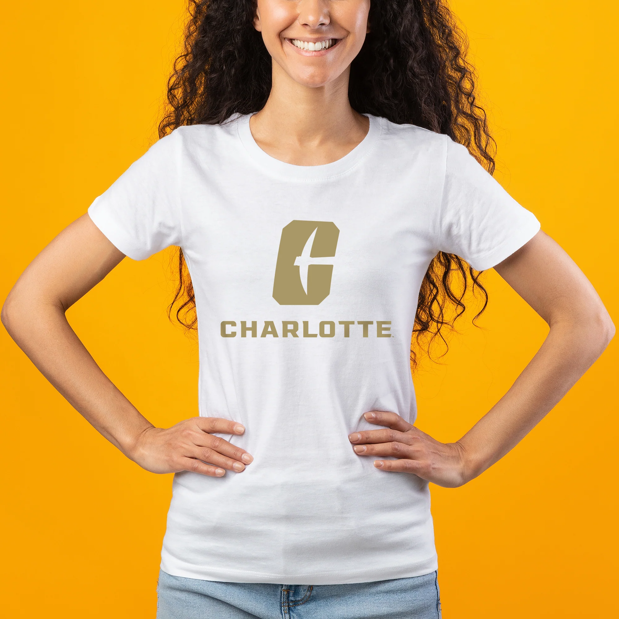 UNC Charlotte Forty-Niners Primary Logo Women's Short Sleeve T Shirt - White - Image 4