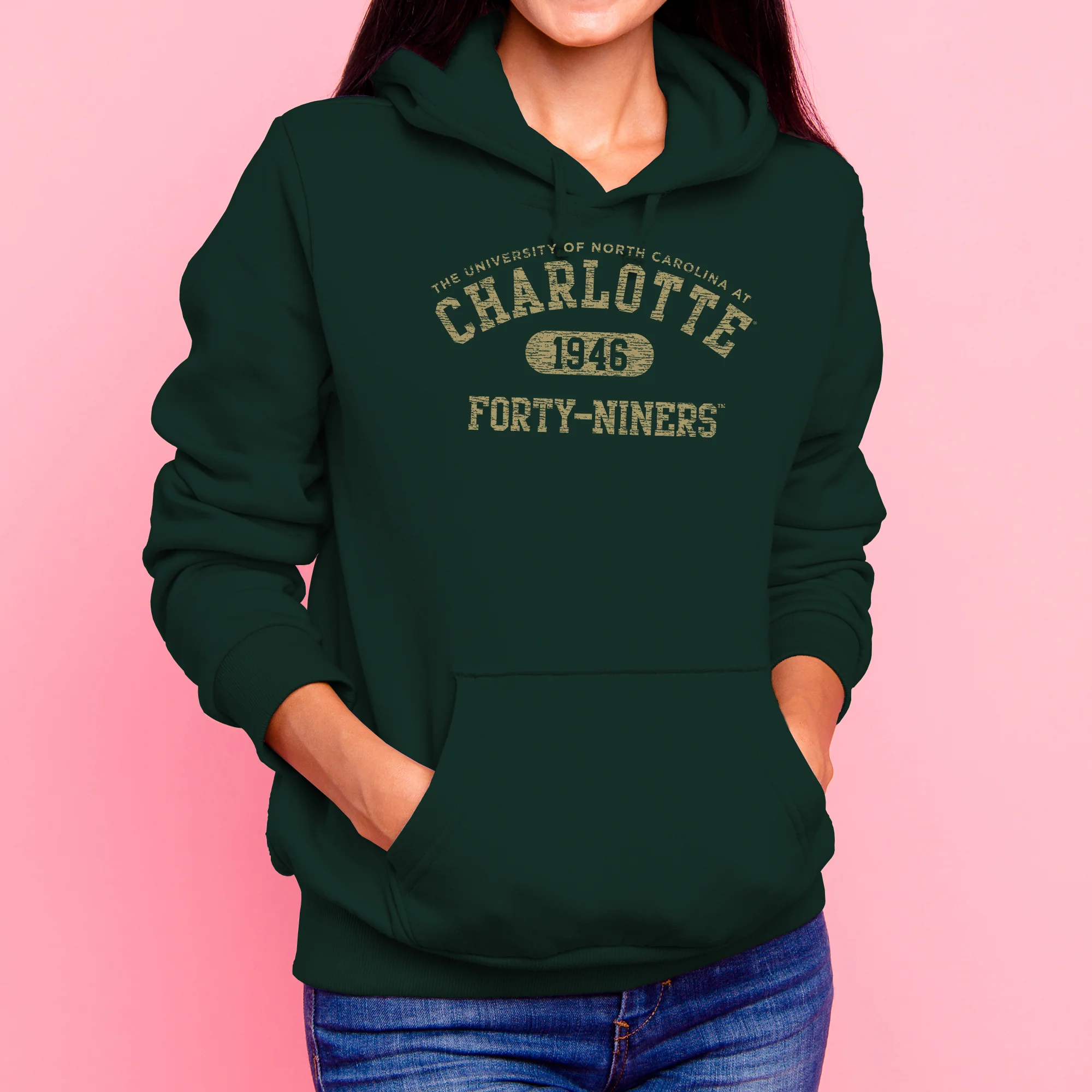 UNC Charlotte Miners Athletic Arch Hoodie - Forest - Image 4