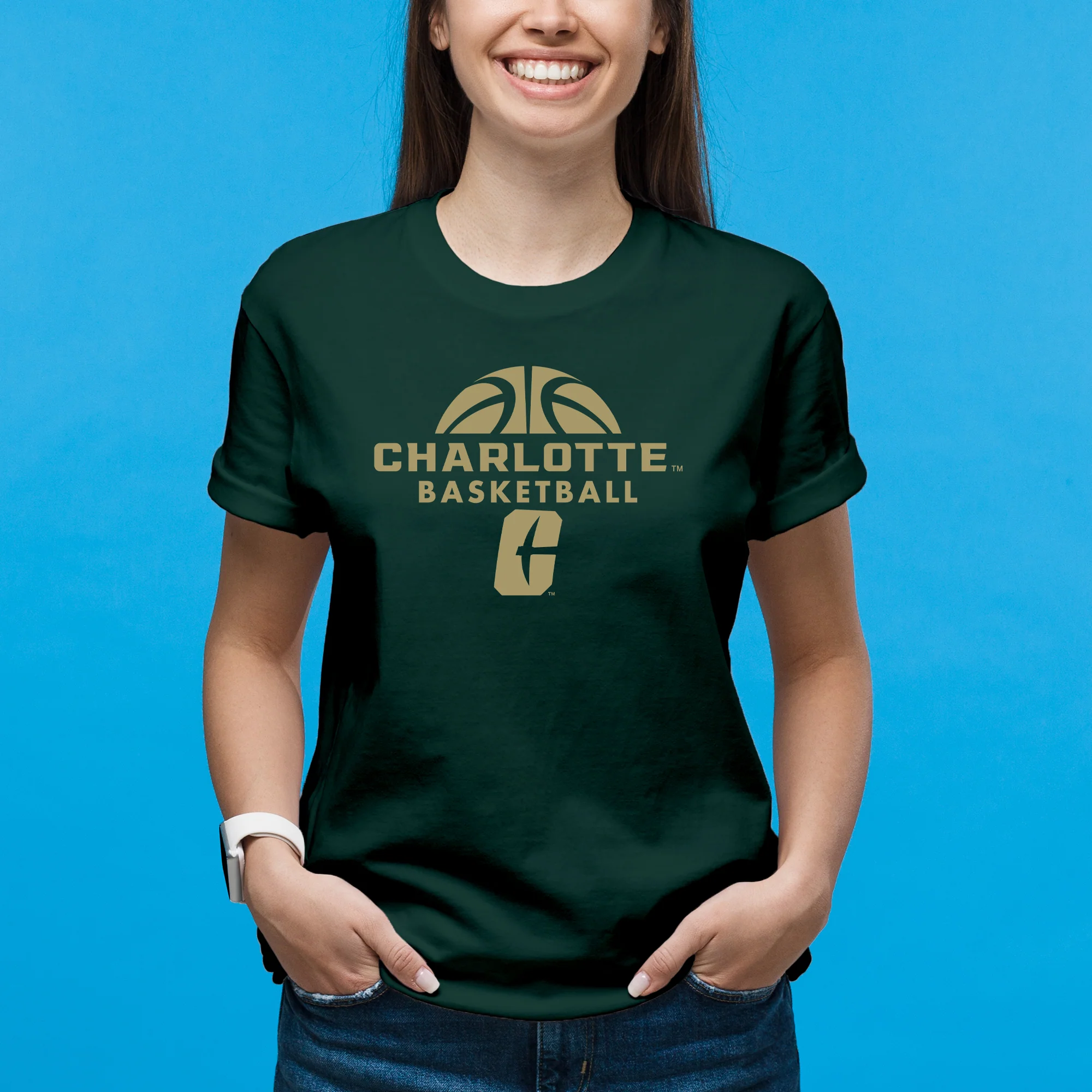 UNC Charlotte Miners Basketball Hype T-Shirt - Forest - Image 4