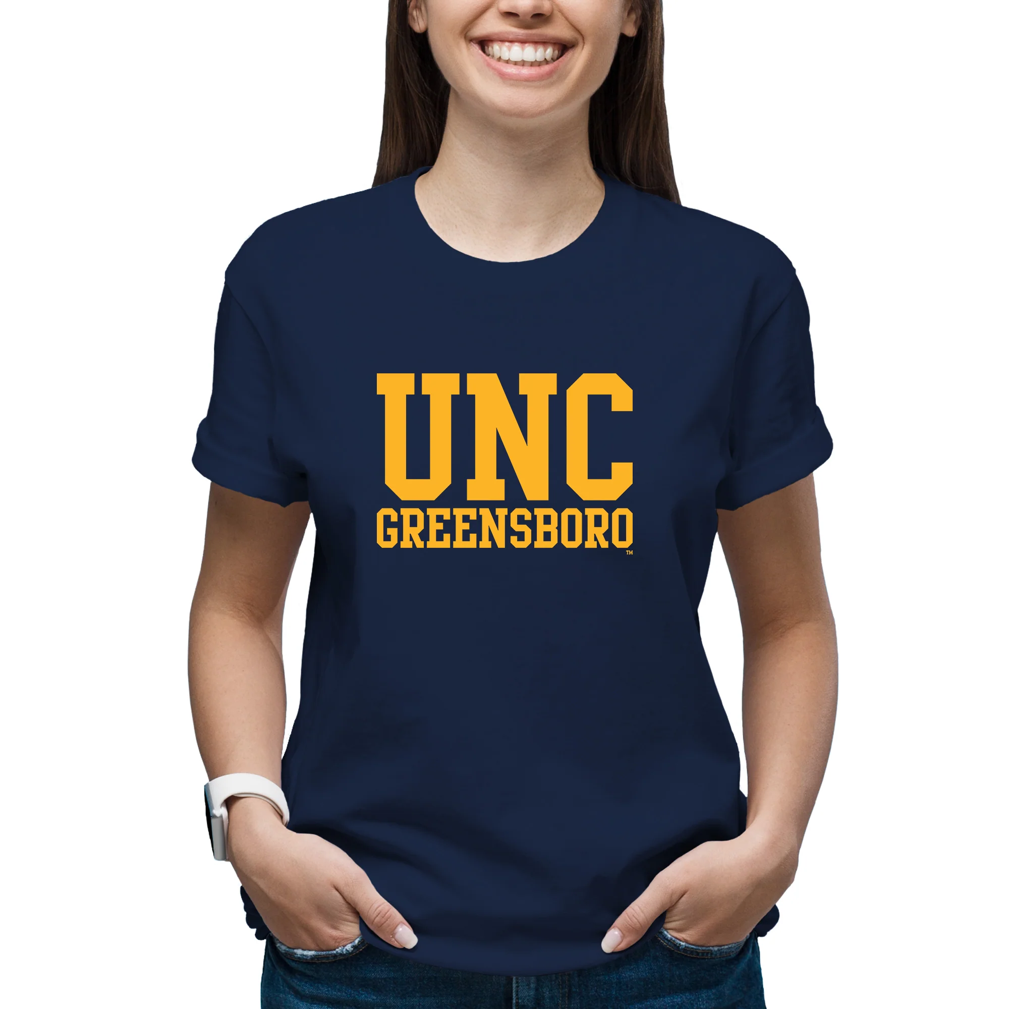 UNC Greensboro Spartans Basic Block T-Shirt - Navy - Image 4