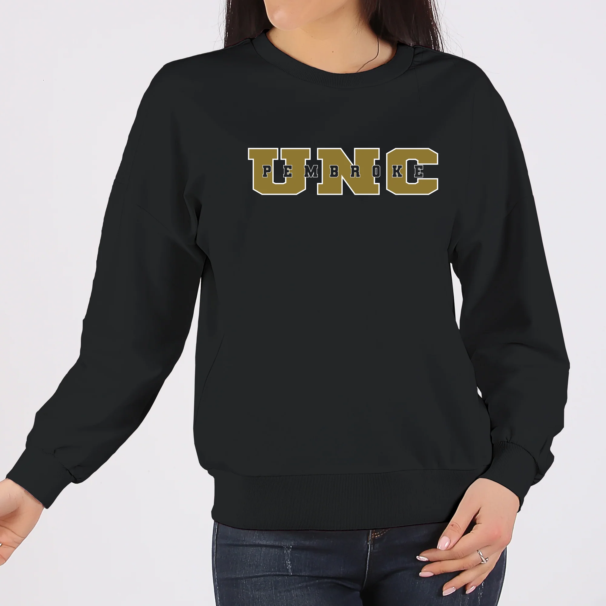 UNC Pembroke Braves Basic Block Crewneck Sweatshirt - Black - Image 4