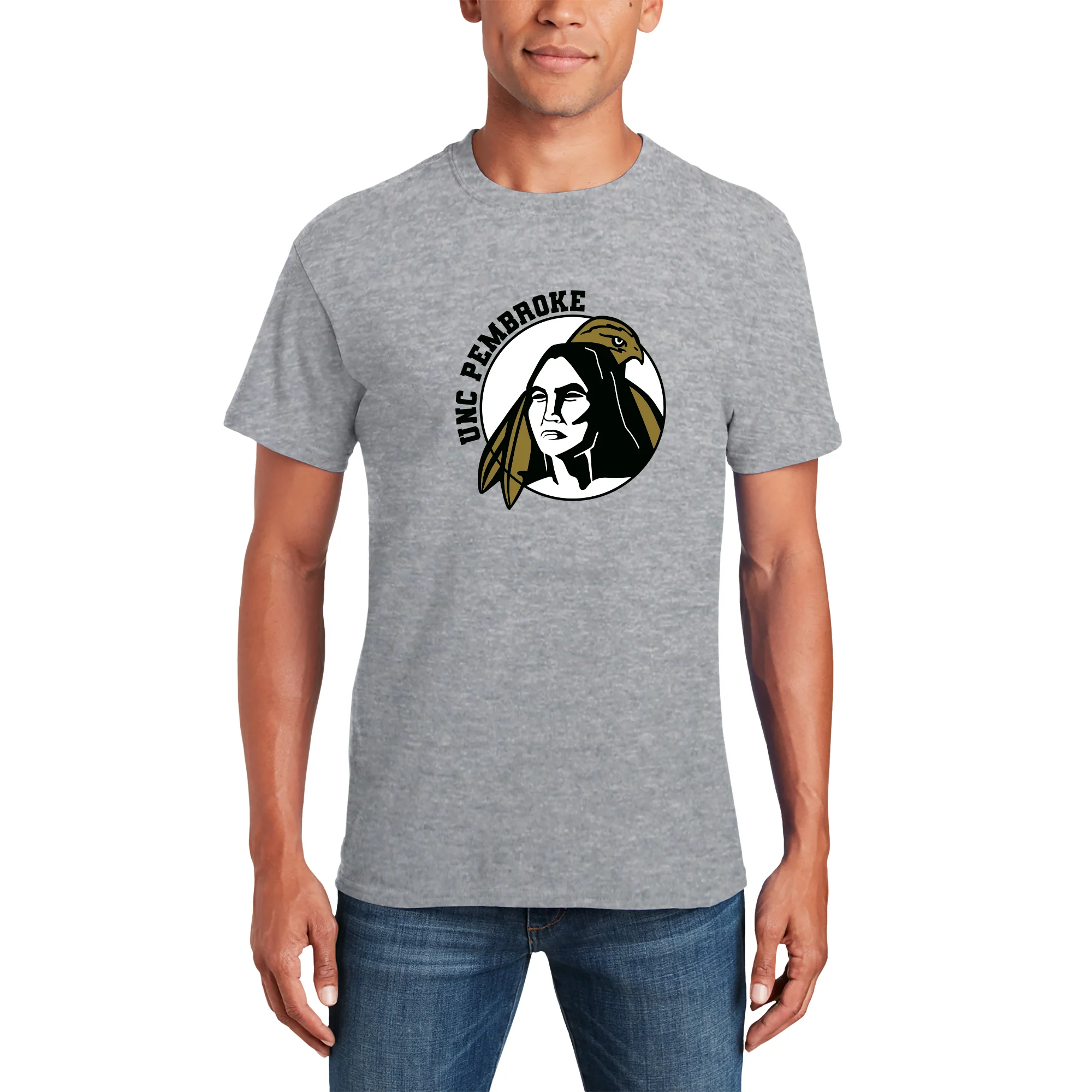 UNC Pembroke Braves Primary Logo T Shirt - Sport Grey - Image 3