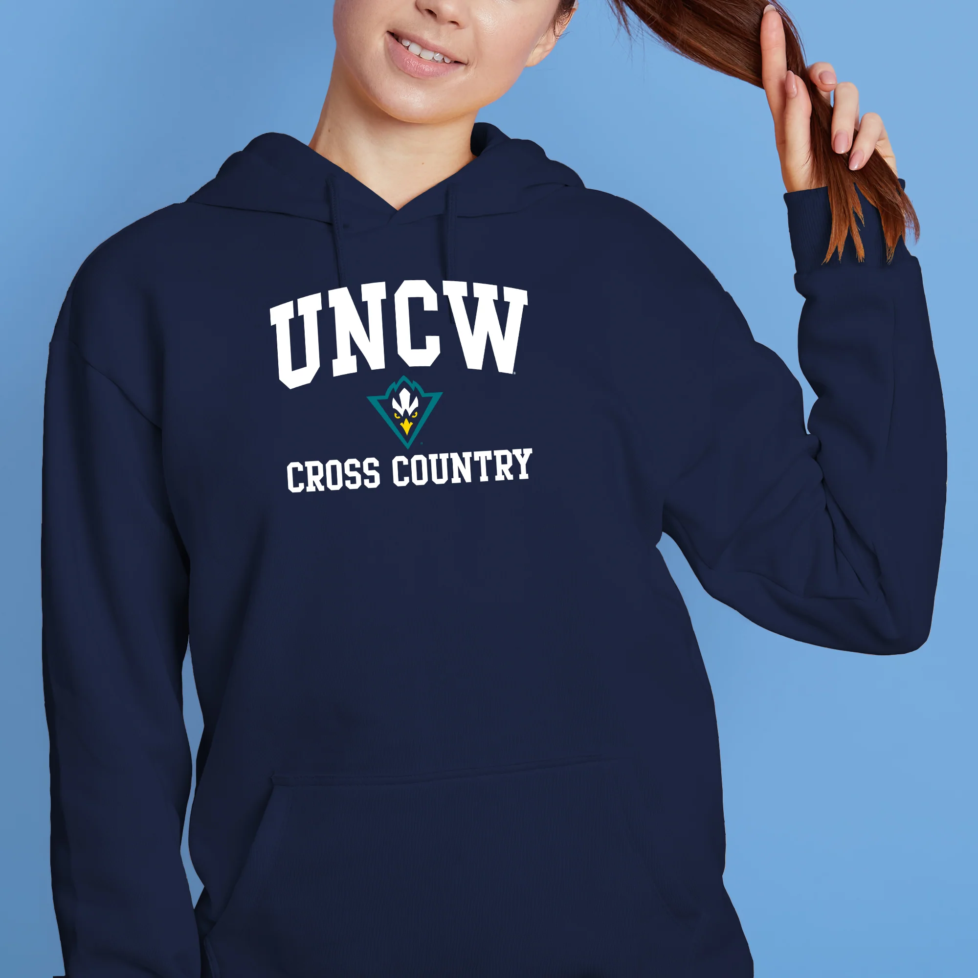 UNC Wilmington Seahawks Arch Logo Cross Country Hoodie - Navy - Image 4