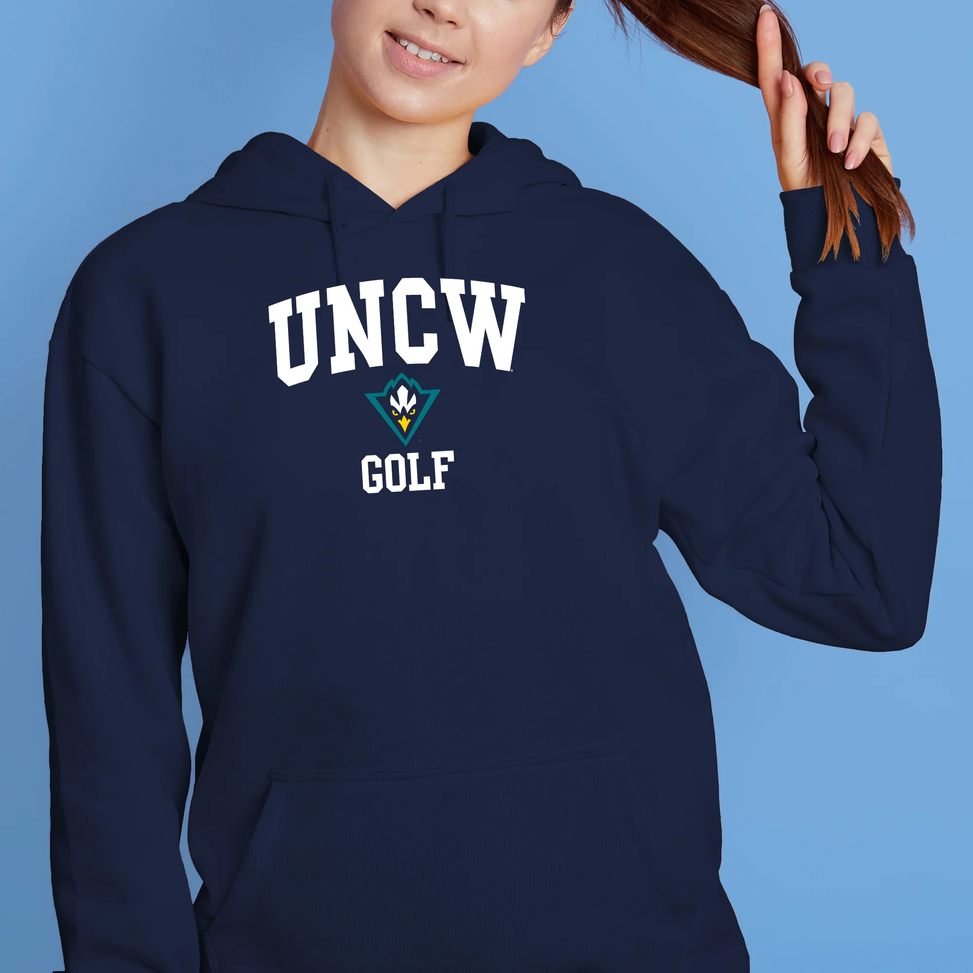 UNC Wilmington Seahawks Arch Logo Golf Hoodie - Navy - Image 4