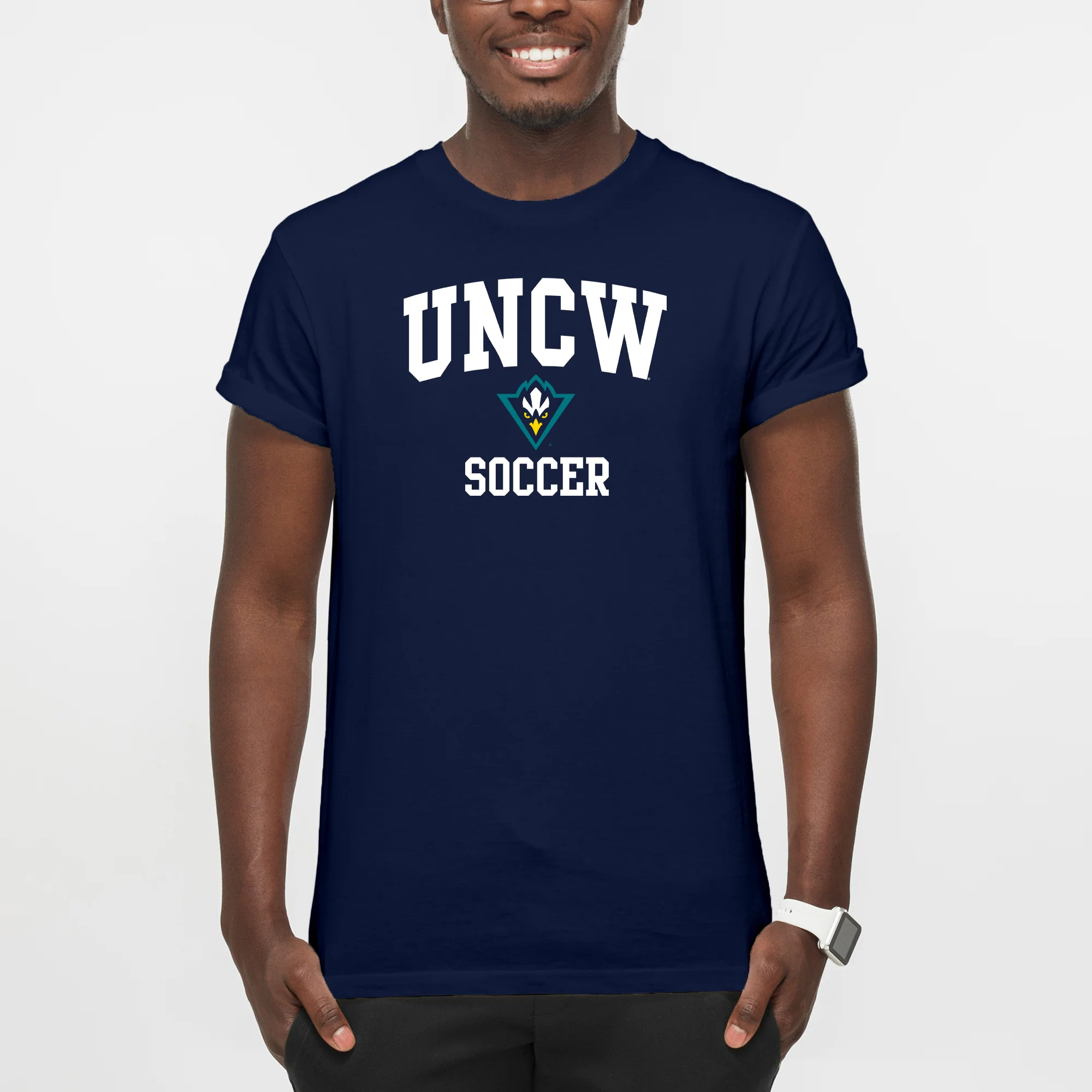 UNC Wilmington Seahawks Arch Logo Soccer T-Shirt - Navy - Image 3